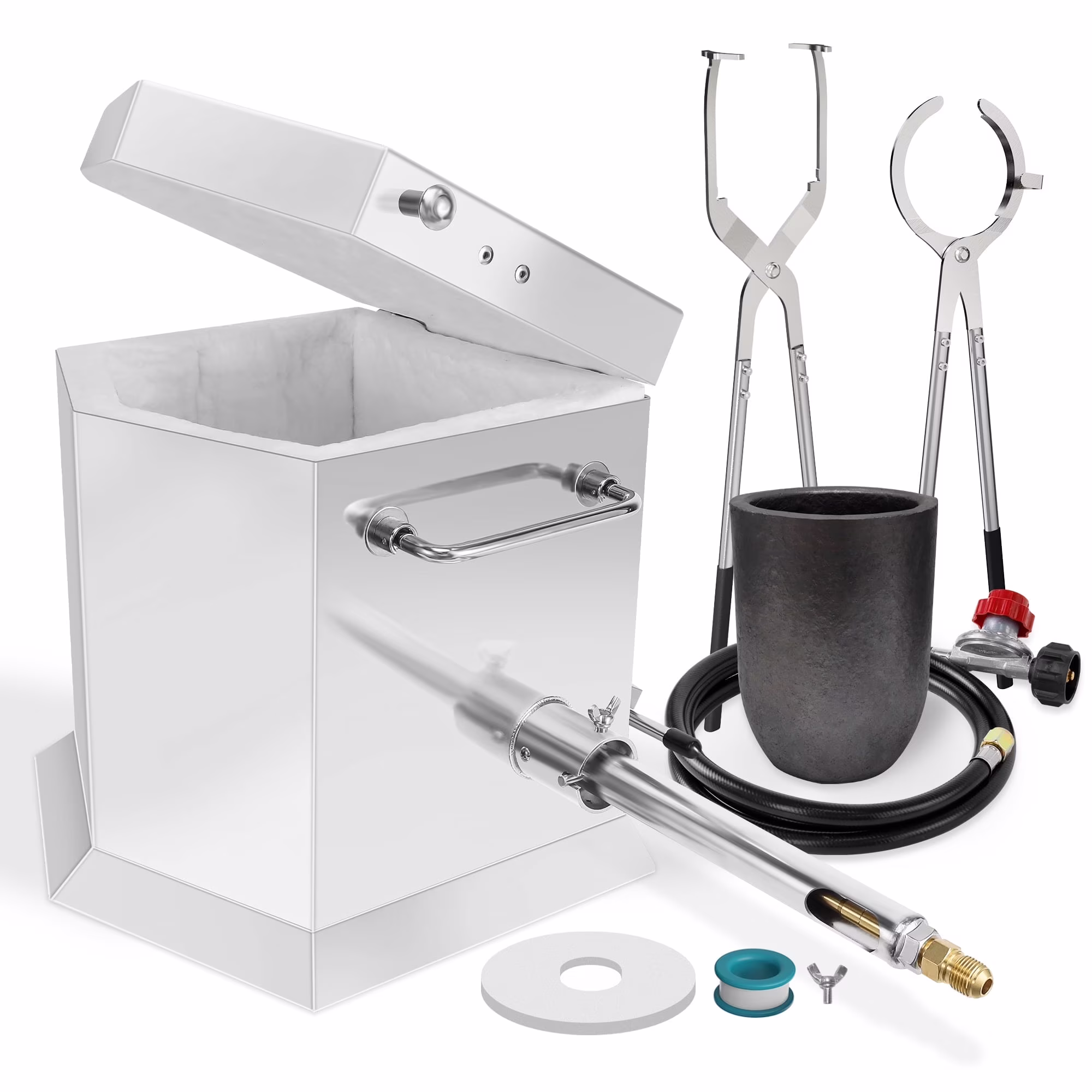 7KG Propane Melting Furnace Kit with Two Tongs and Crucible, All New Kiln Metal Foundry Furnace Smelting Gold Silver Copper Aluminum, Metal Recycle Home Smelting Casting Tool(7KG) - Image 3