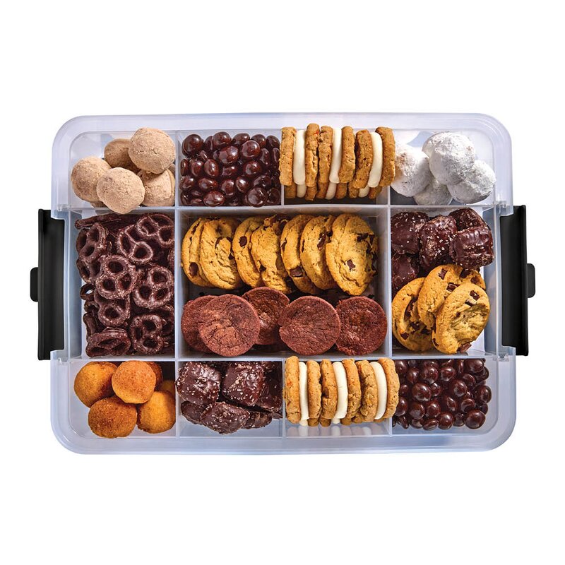 Snacklebox med 11 rom og bambusbrett 30x40,5 cm bambus