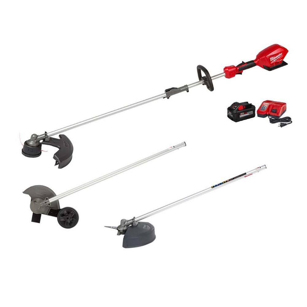 Milwaukee M18 Fuel 18V Lithium-Ion Brushless Cordless Quik-Lok String Trimmer 8Ah Kit w/M18 Fuel Brush Cutter & Edger Attachments