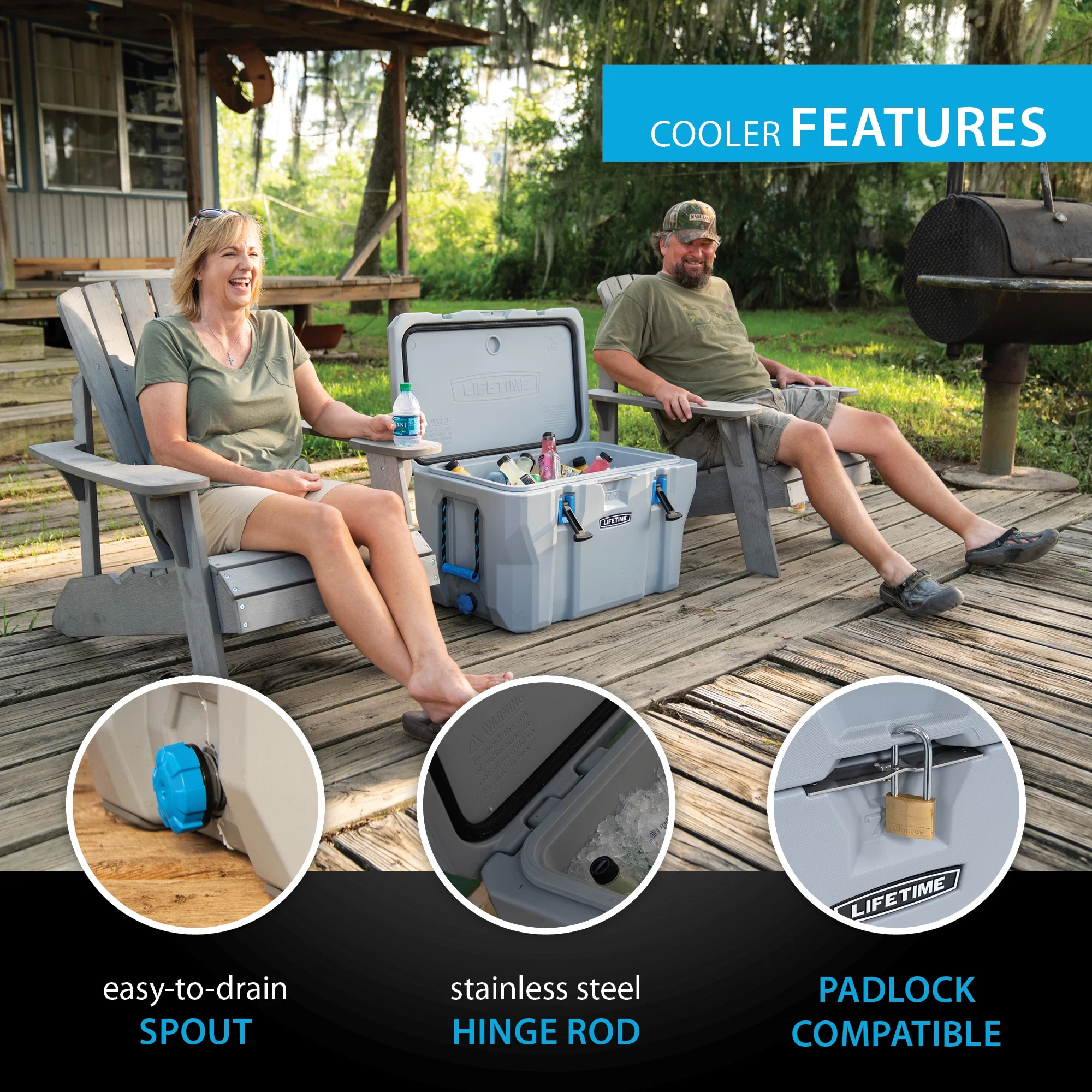 77 qt Bear-Resistant Camping Cooler, Premium High Performance, Ice Retention, Hard Cooler, 96 Can Capacity, Light Gray (90903)(Single) - Image 6