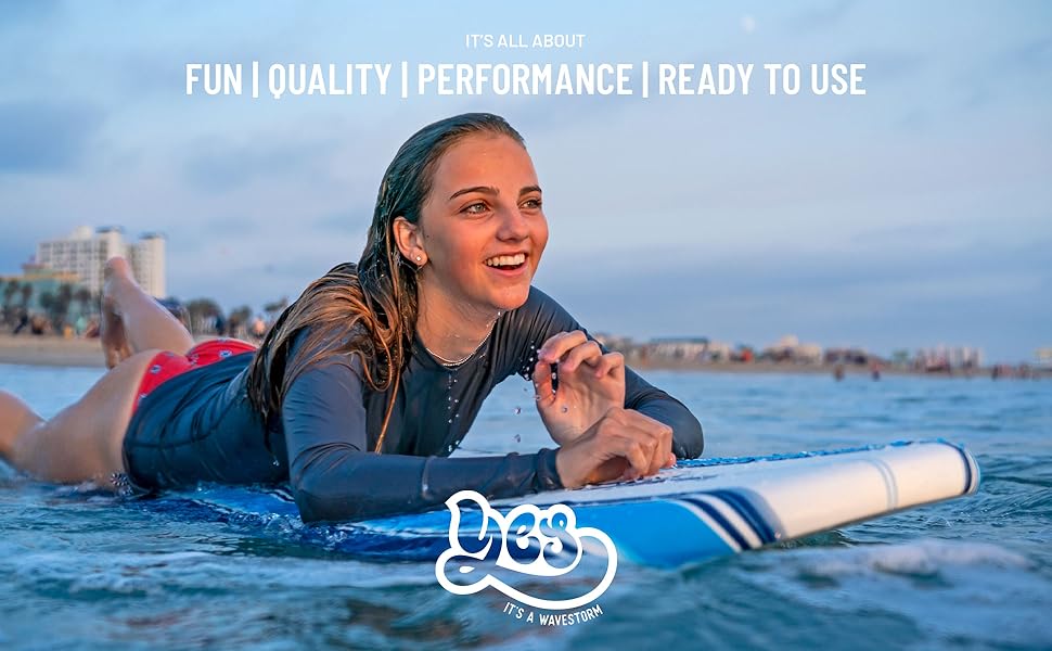 Wavestorm Classic Soft Top Foam 7ft Surfboard Blue Pinline Fun Performance Lifestyle