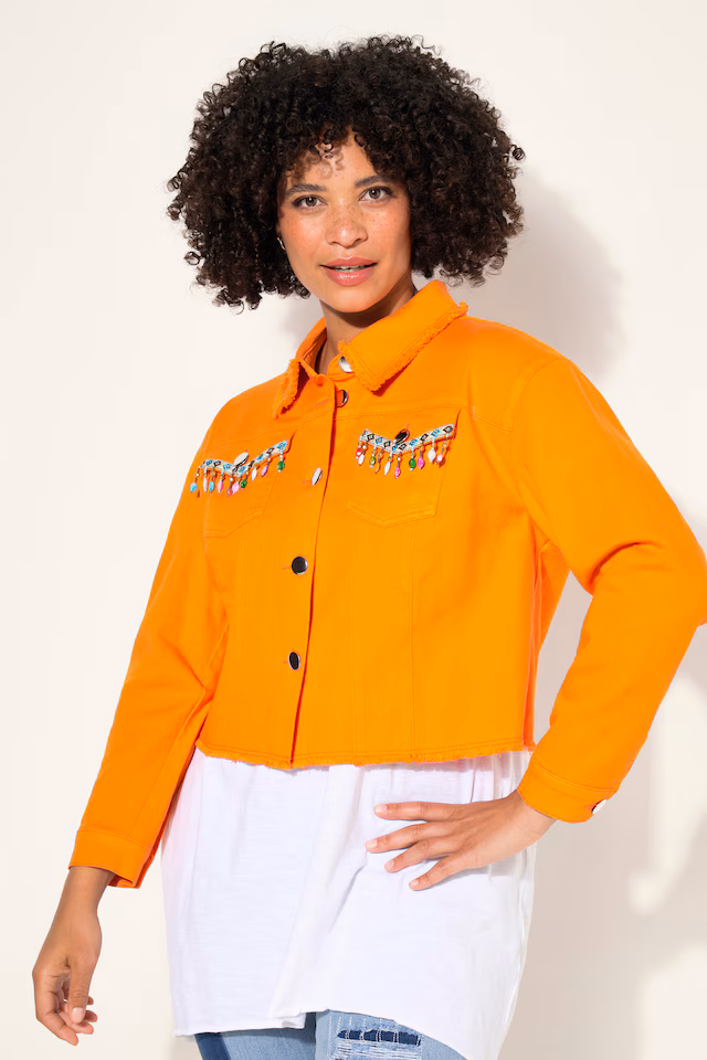 Twill Long Sleeve Embroidered Back Jacket