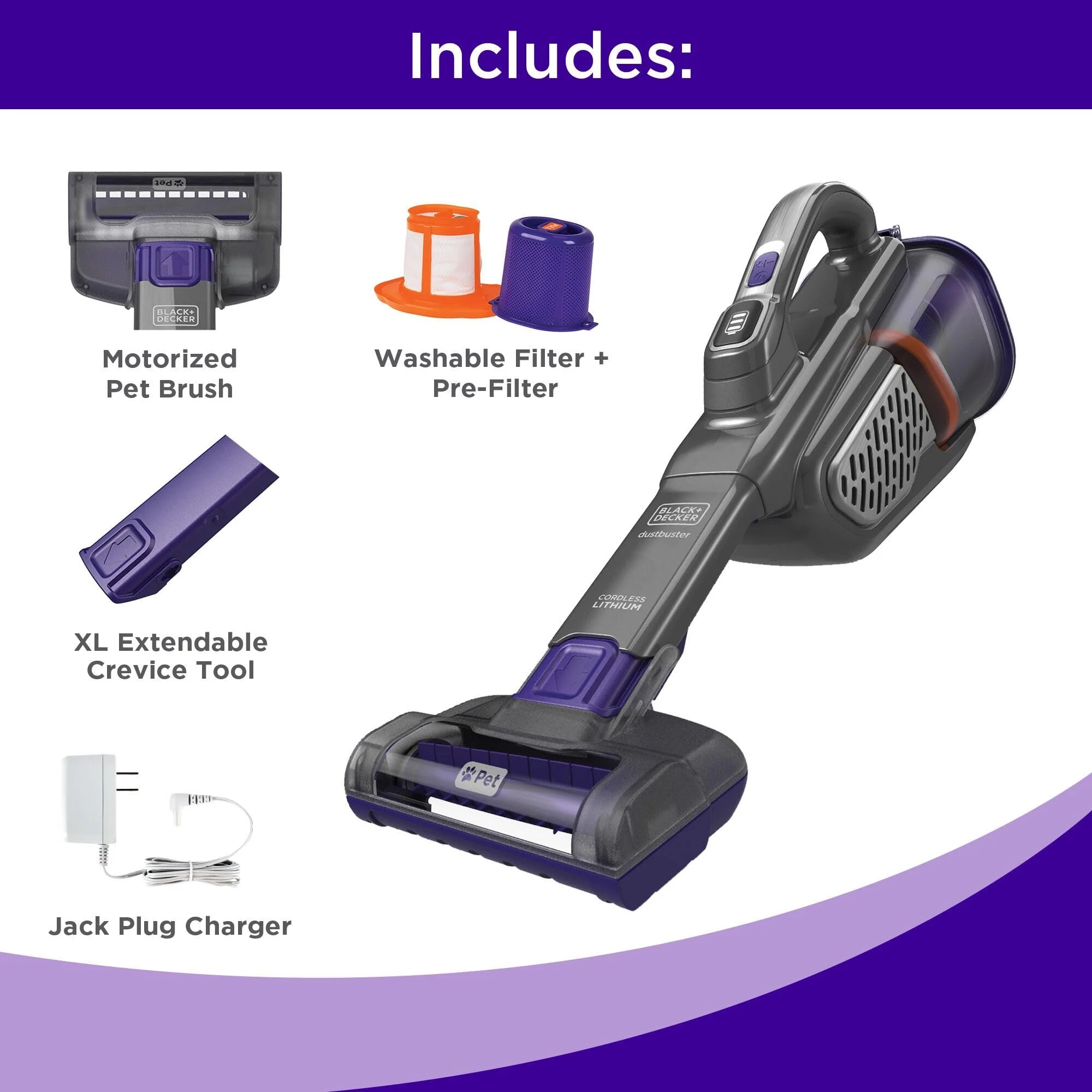 dustbuster furbuster AdvancedClean+ Cordless Pet Handheld Vacuum, Home, Pet and Car Vacuum HHVK515JP07 - Image 2