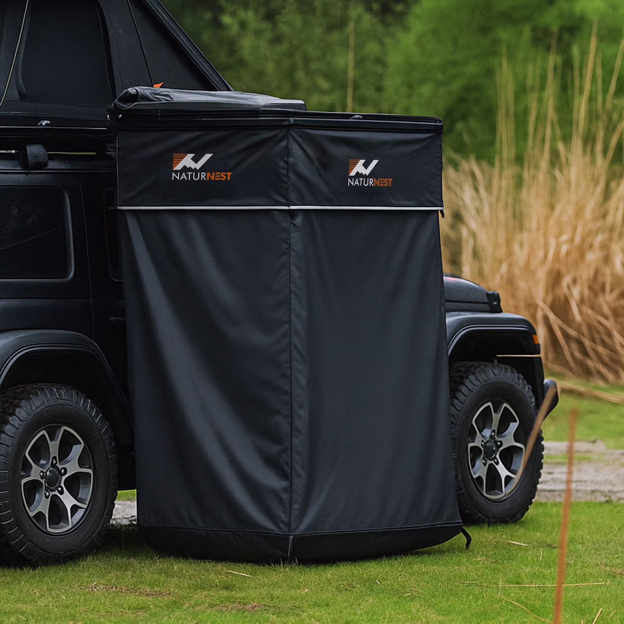 Portable Car Camping Shower Tent Featuring a Roof and Floor Mat, Car Tents for Camping SUV, Overlanding Car Bathroom Tent Providing Privacy for Camping, Portable Shower Tent for Camping