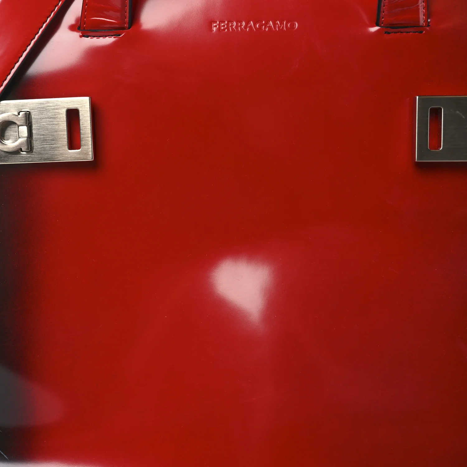 Smooth Airbrushed Calfskin XL Gancini Buckles Tote Bag Flame Red Black