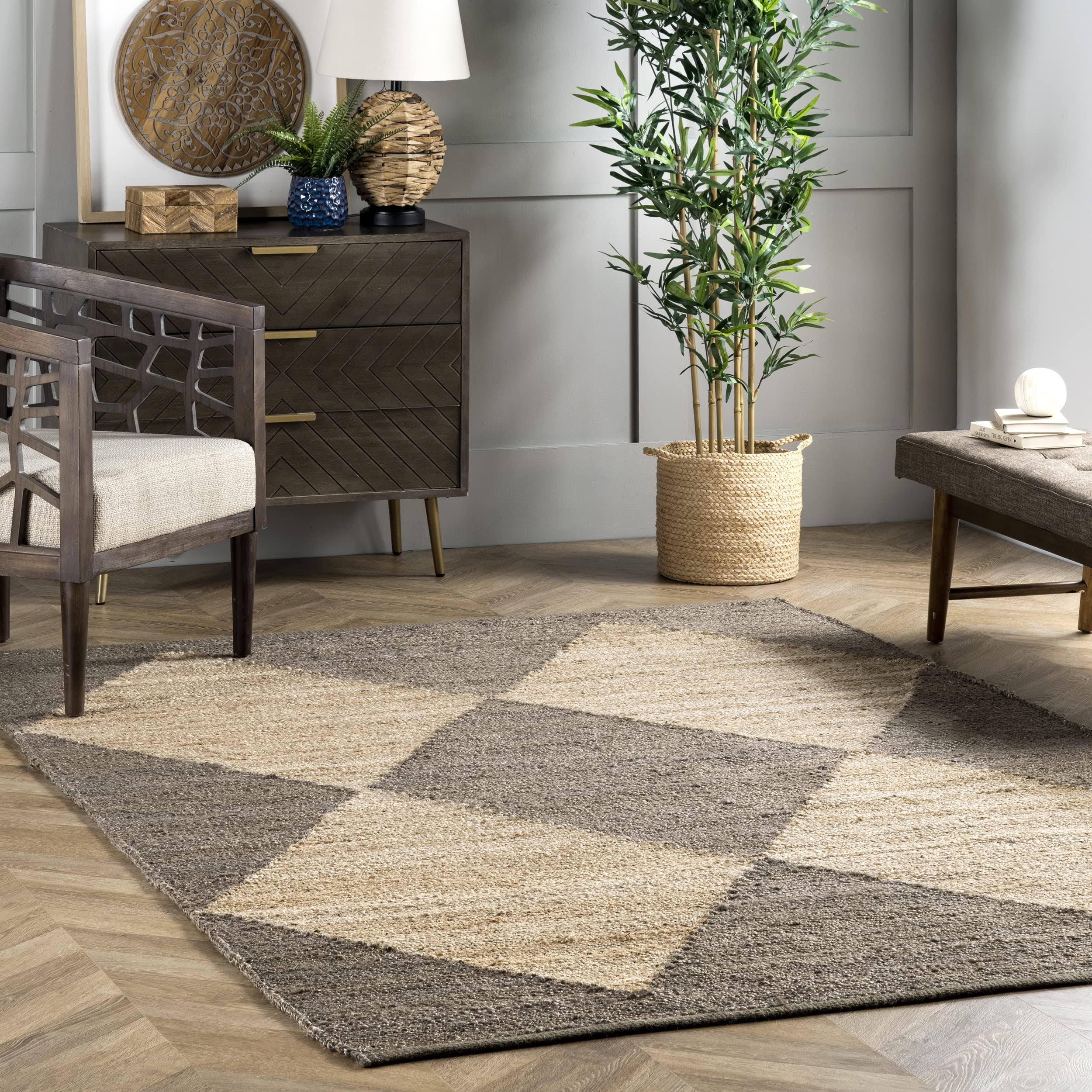nuLOOM Gray 2 ft. x 8 ft. Pandora Diamond Jute Area Rug