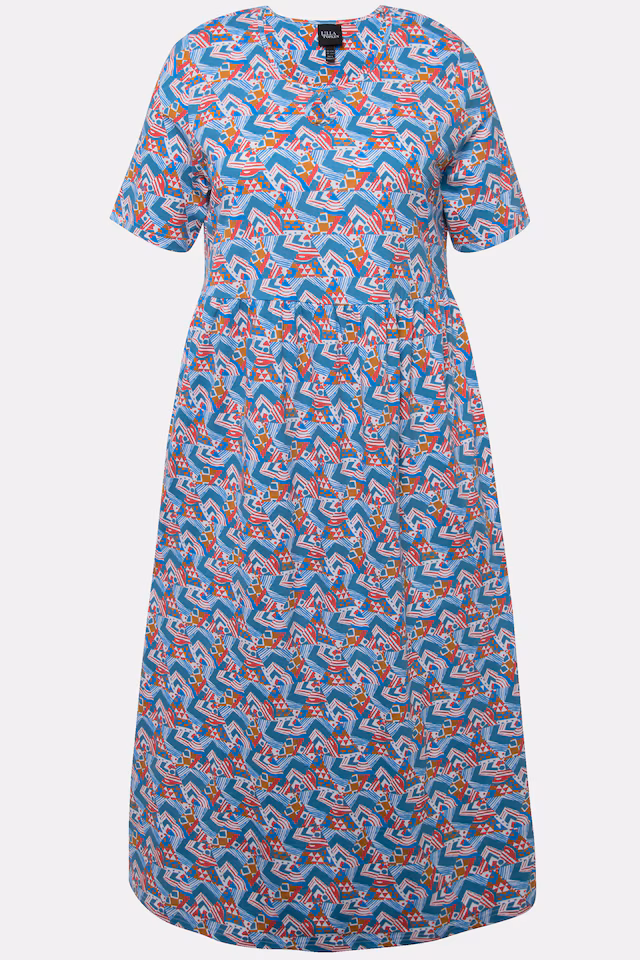 Geometric Print Short Sleeve Dress