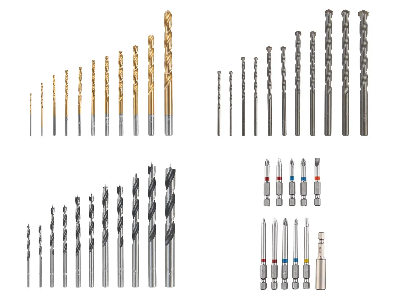 PARKSIDE Set de mches, forets ou embouts, 11 pices