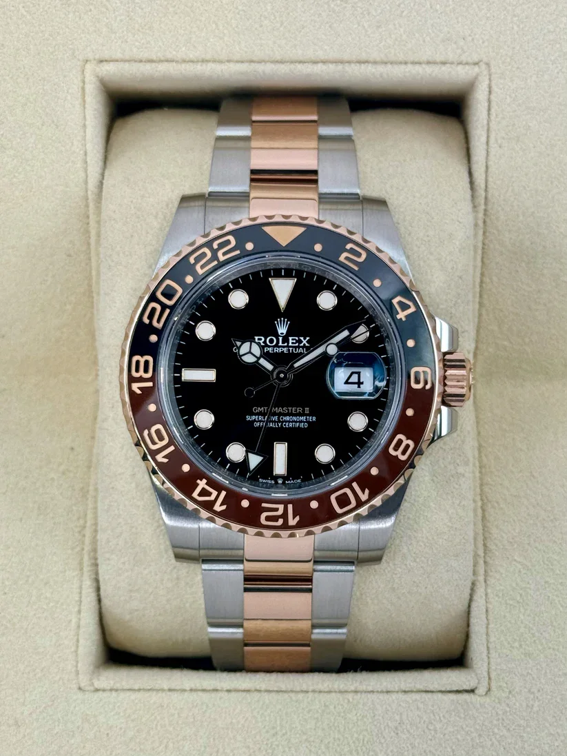 [super clone]Rolex GMT Master II 40 Two Tone Rose Gold Rootbeer 126711CHNR