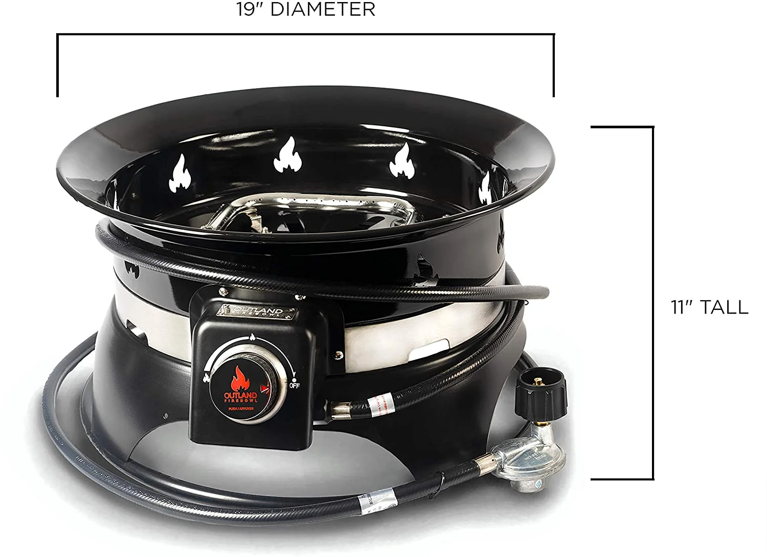Firebowl 870 Premium Auto ignition Outdoor Propane Gas Fire Pit with UV and Weather Resistant Cover Carry Kit, 19 Inch Diameter 58,000 BTU(Black) Image 4