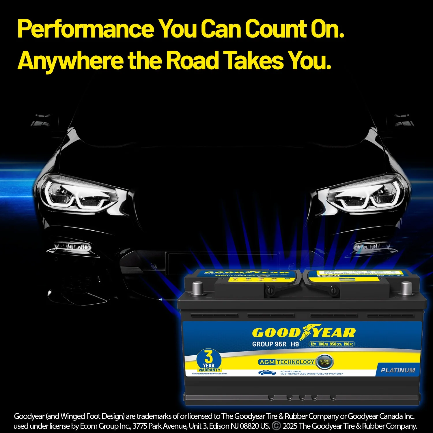 95R-H9-AGM BCI Group Size 95R 12V 100 AH, 190RC, 950 CCA Platinum series Rechargeable AGM Maintenance Free Automotive Battery - Image 7