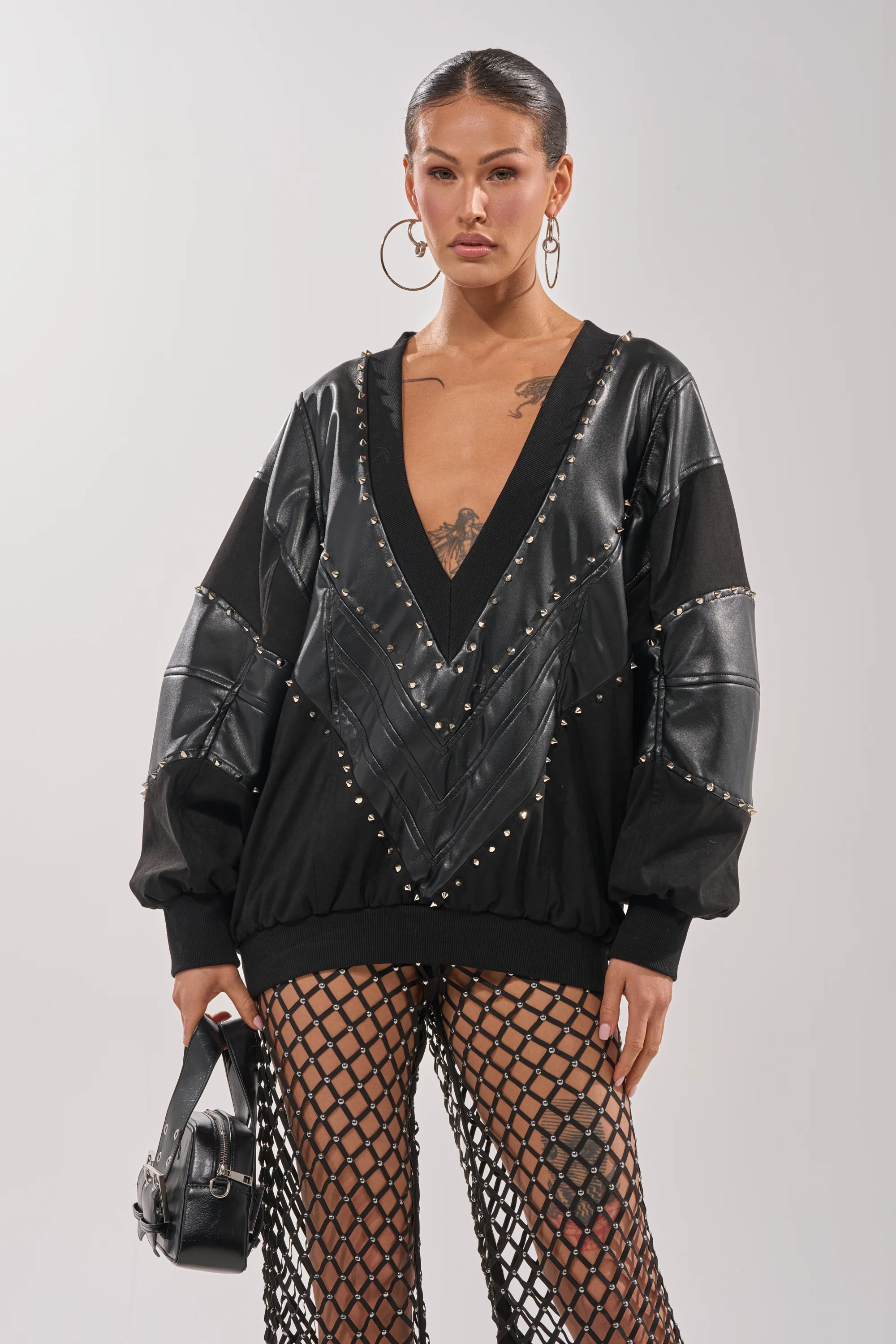 LETS DO THIS FAUX LEATHER SWEATSHIRT - Akira Store