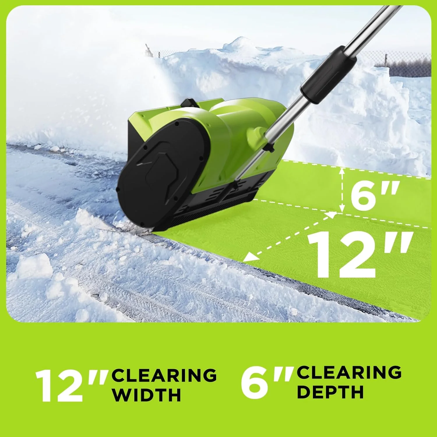 21V 12 Inch Cordless Snow Shovel, Battery Powered Snow Blower with Directional Plate Adjustable Front Handle,4.0-Ah Battery Quick Charger Included - Image 6