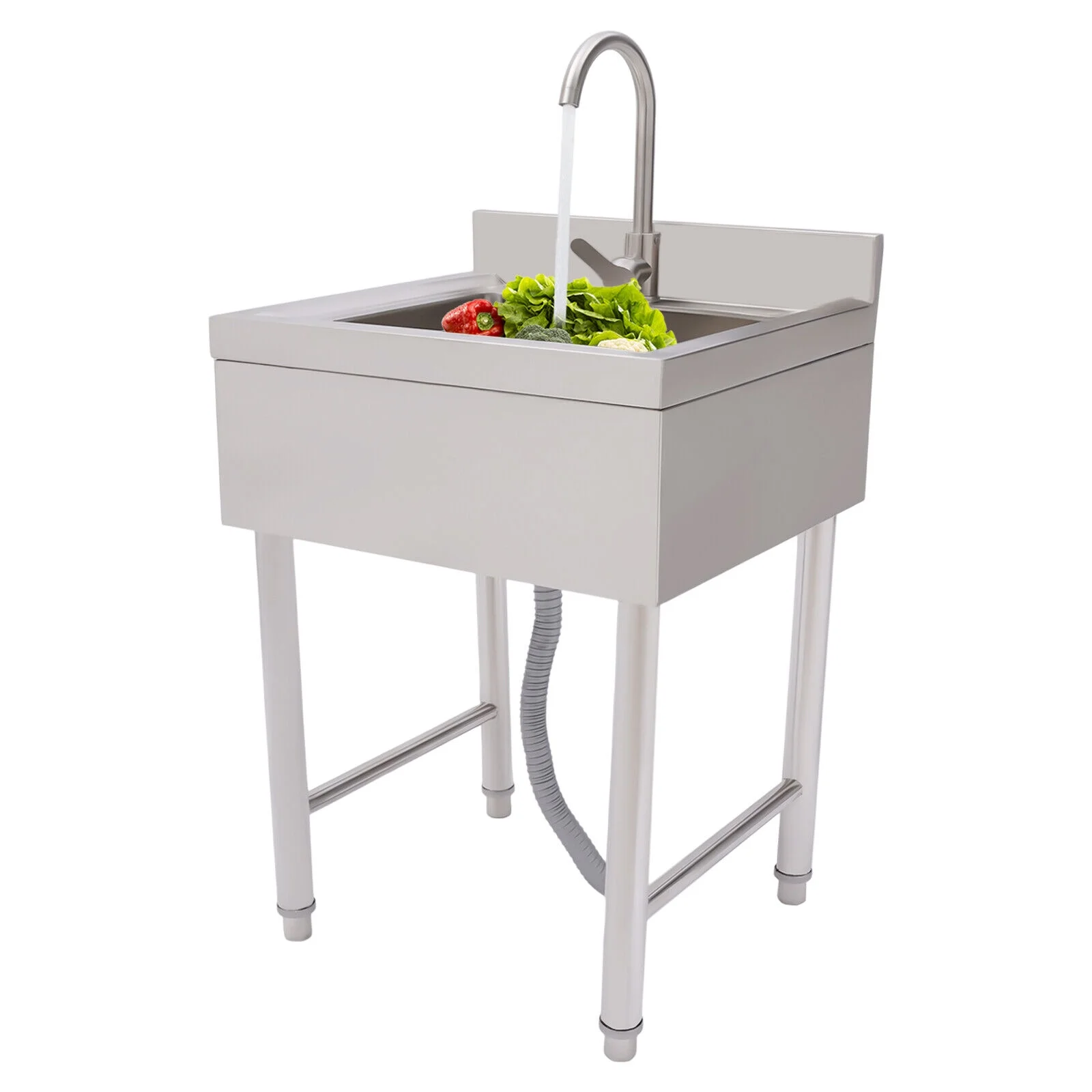 Commercial Utility Sink Stainless 1 Compartment Kitchen Sink 21.6*33.4*19.6