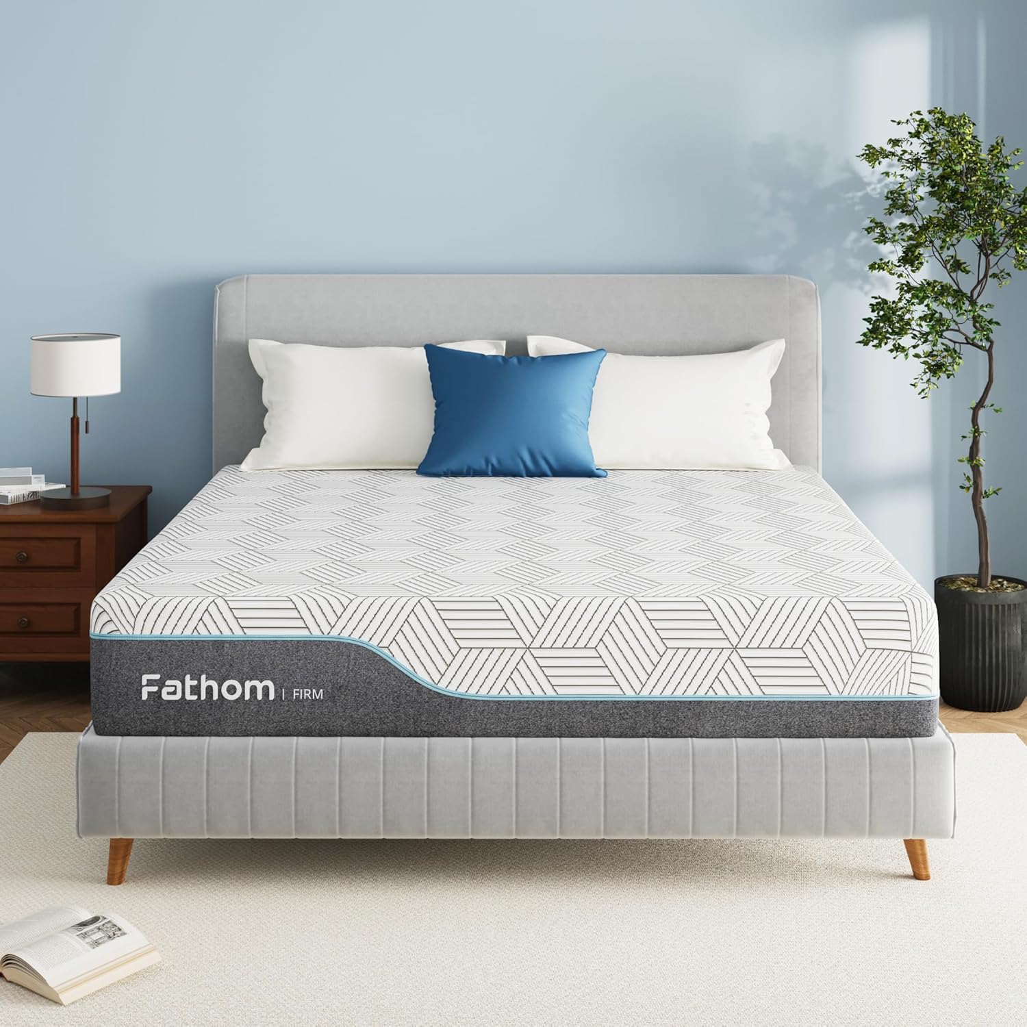 Matelas FATHOM Medium Queen de 30 cm (12 pouces) en mousse à mémoire de forme, livré en boîte, pour soulager les maux de dos et profiter d'un sommeil frais. Mousse à mémoire de forme infusée de gel et housse amovible sans fibre de verre. Certifié Cer