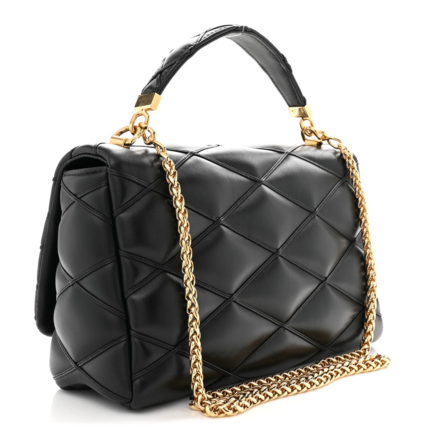 Lambskin Malletage Top Handle GO-14 GM Black