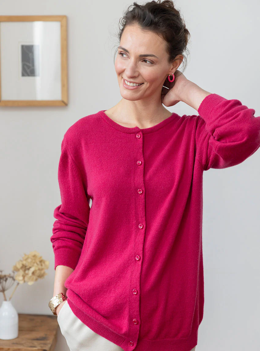 Cardigan femme en cachemire rose