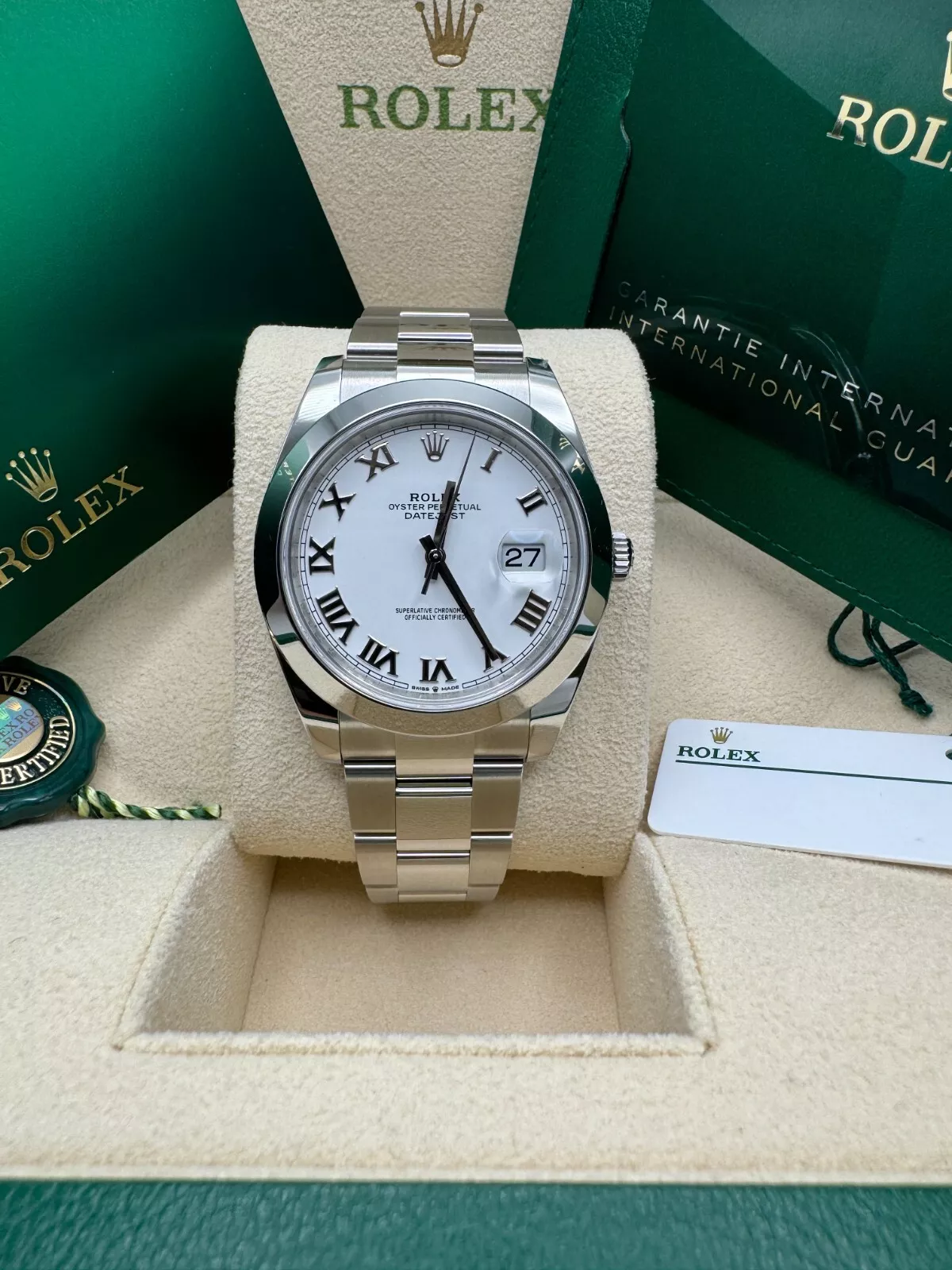 [Super Clone]RLX  Datejust 41mm Smooth Bezel White Roman Oyster - 126300-0015