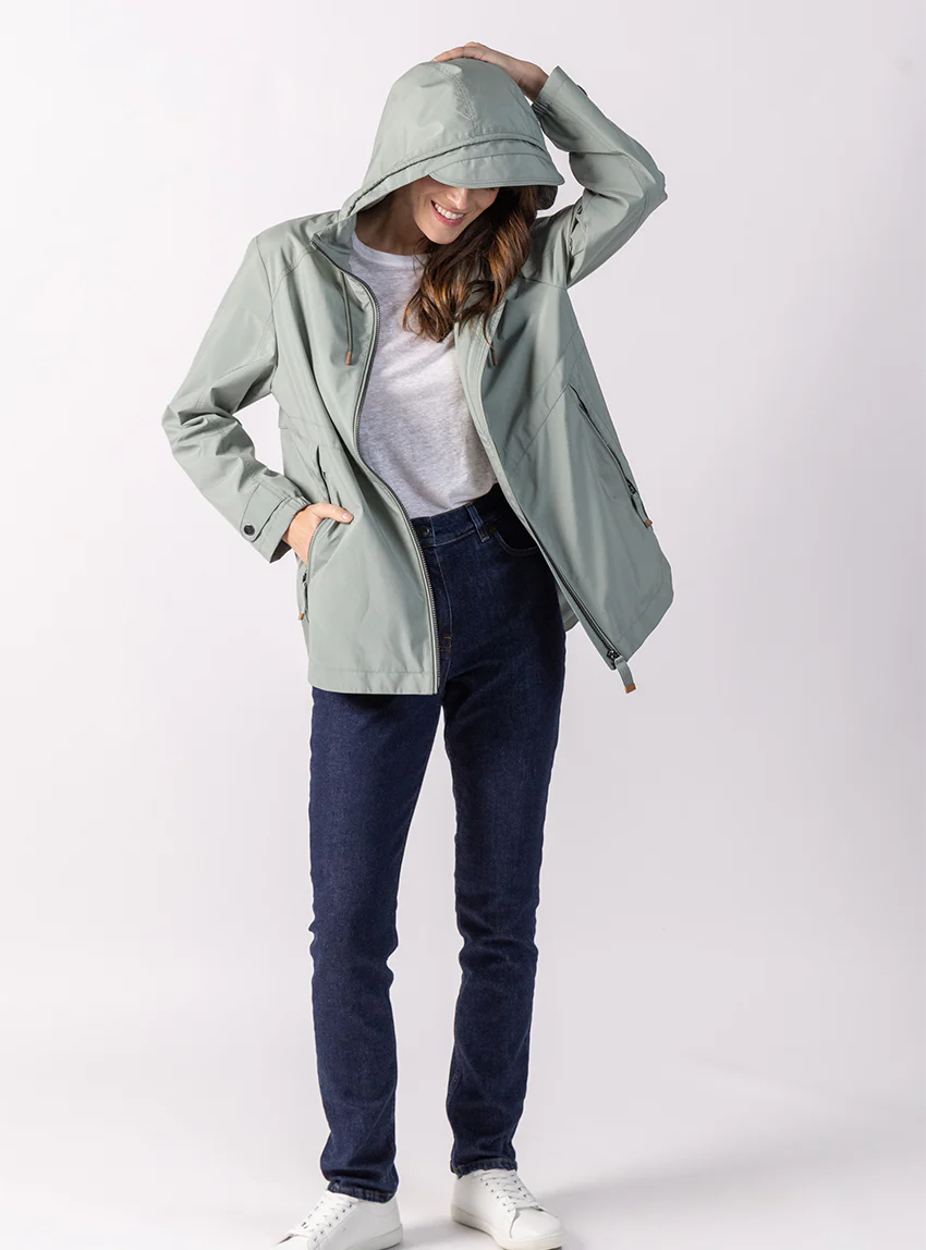 Parka femme avec capuche vert amande