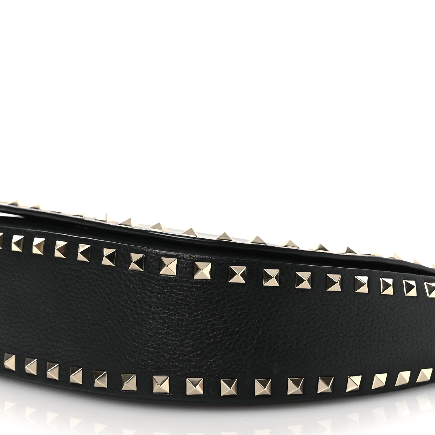 Grained Calfskin Rockstud Saddle Bag Black