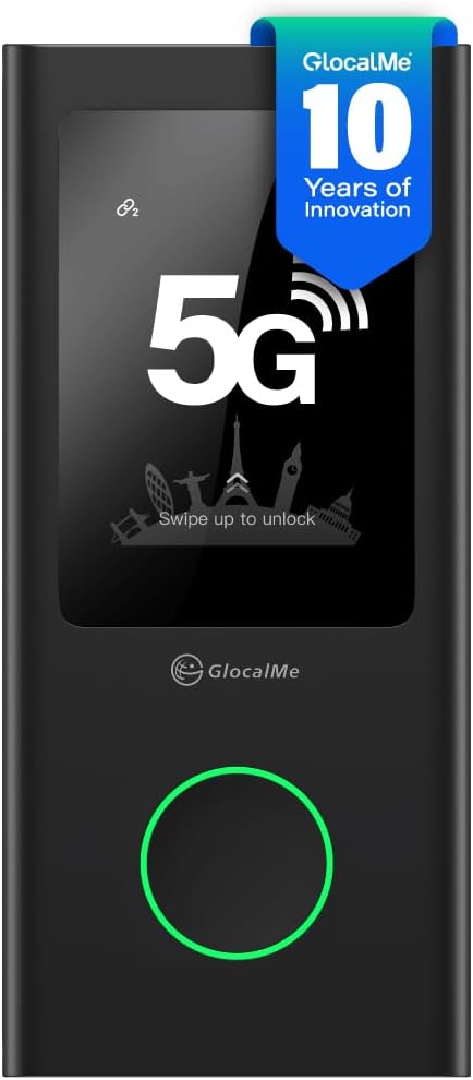GlocalMe Numen Air 5G Mobile Hotspot  Portable WiFi Hotspot for Travel in 200+ Countries  Ultra High Speed Pocket Hotspot Device with Speed Up to 2.5Gbps  No SIM Card Required  16 Connected Devices