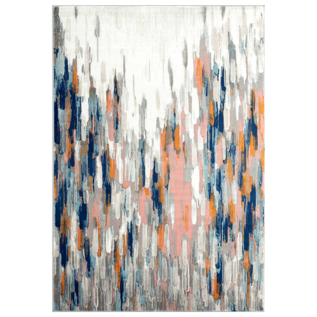 Seldovia Abstract Orange/Blue Area Rug Wrought Studio Rug Size: Rectangle 2' x 3'