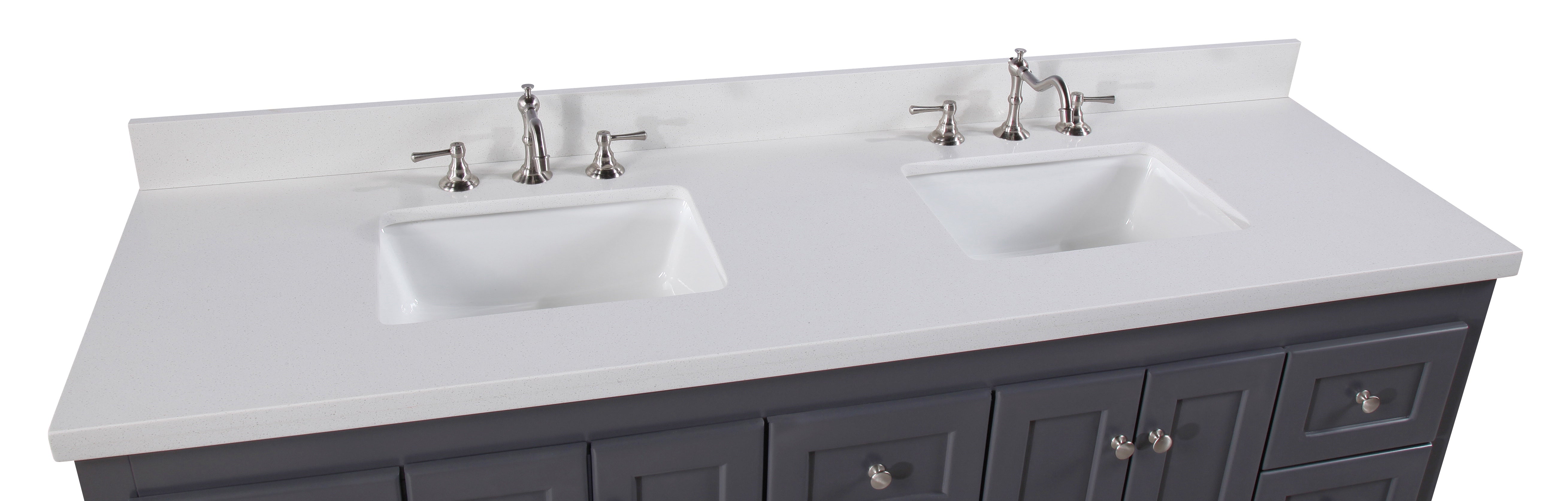 Abbey 72" Double Bathroom Vanity with Marine Gray Cabinet and Quartz Top