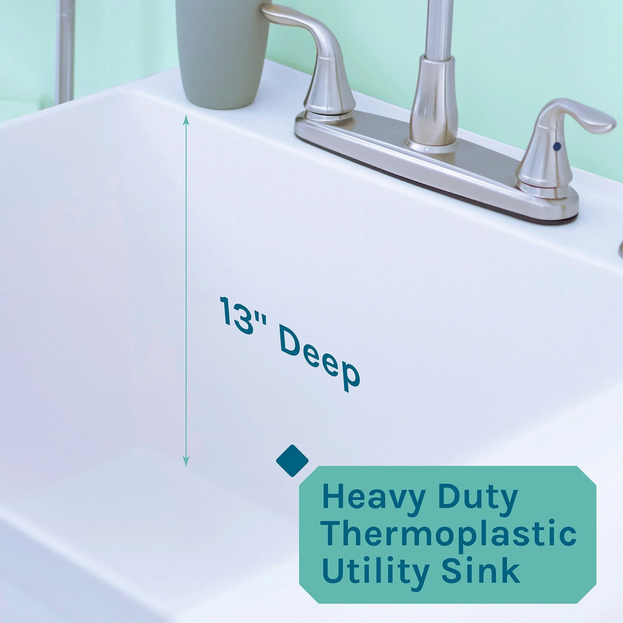 Tehila 19 Gallon Utility Sink with Stainless Steel High Rise Kitchen Faucet 6501