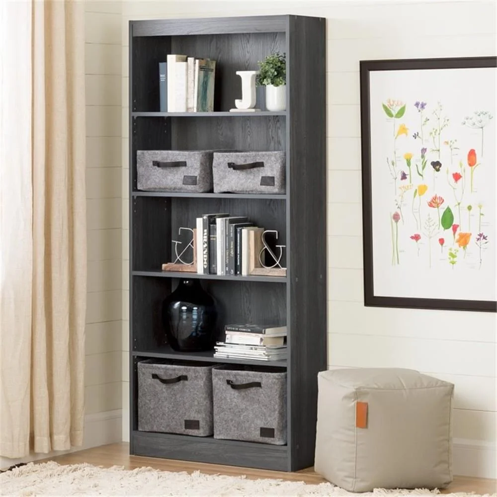 5-Shelf Transitional Wood Bookcase in Morgan Cherry(Morgan Cherry) - Image 7