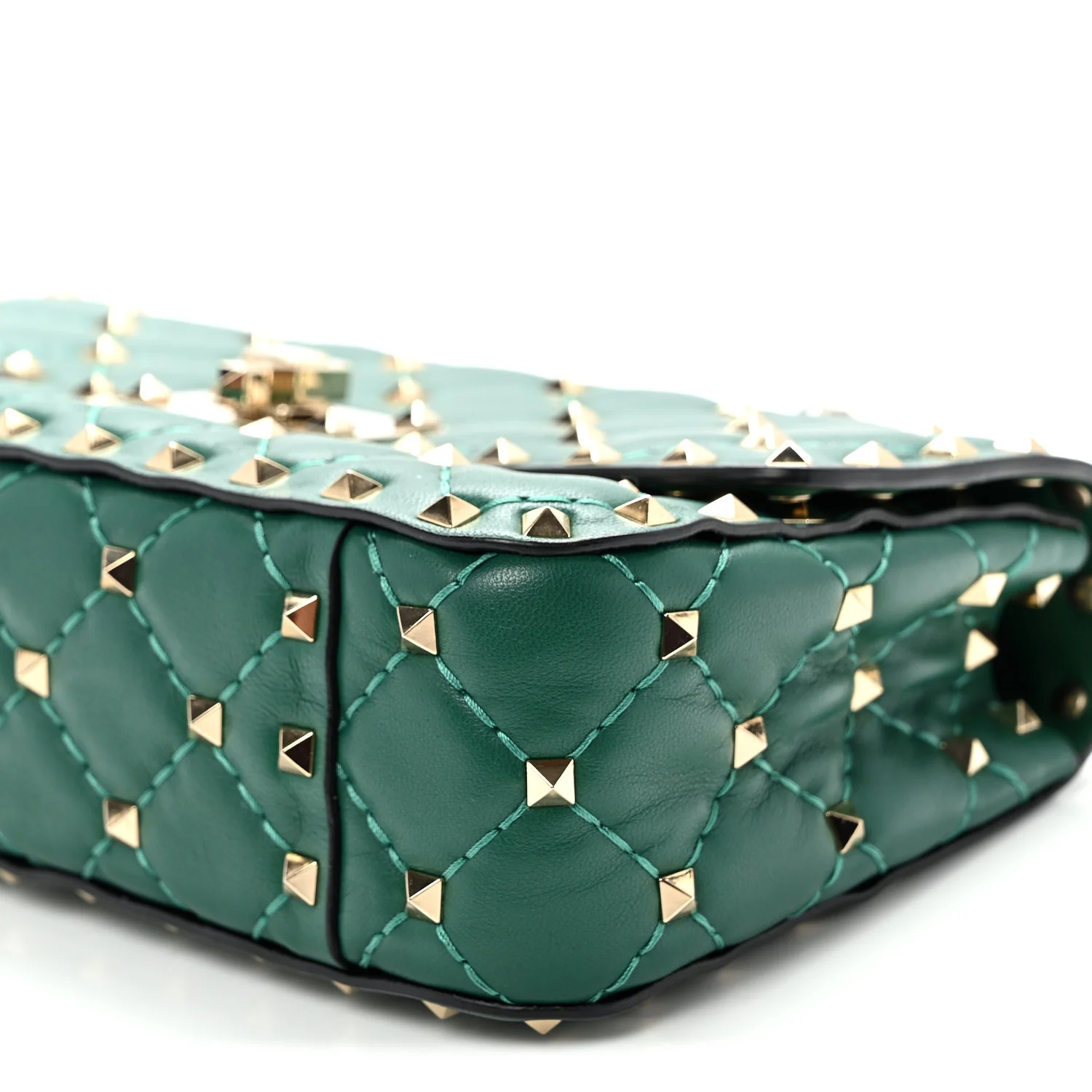 Nappa Small Rockstud Spike Shoulder Bag Gea Green