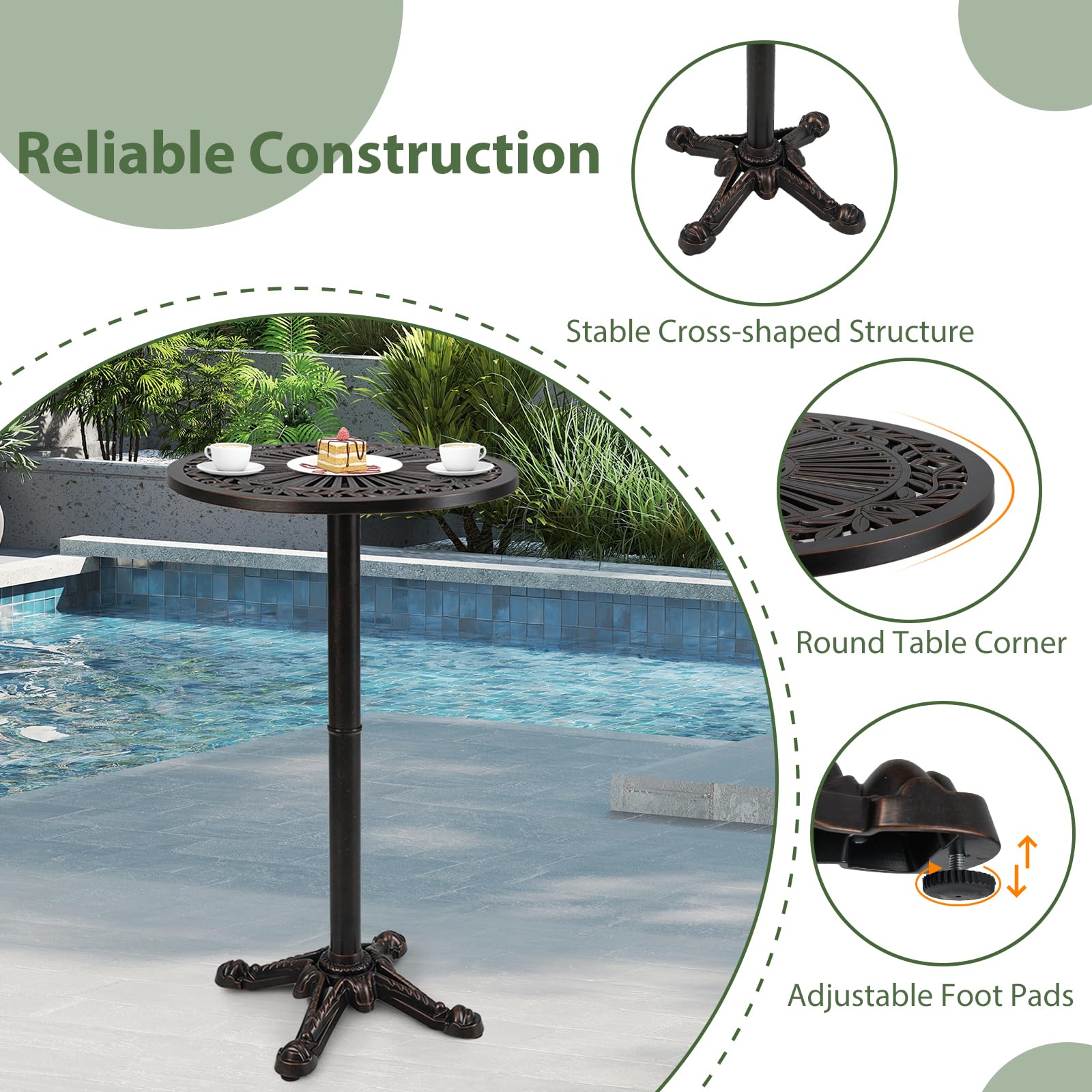 Tangkula 3 Piece Patio Bar Set