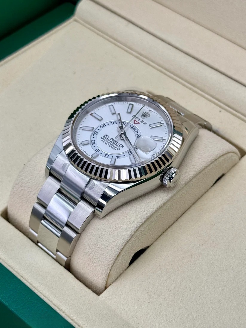 [Super Clone]RLX  Sky-Dweller 42mm Stainless Steel White Dial Oyster - 336934