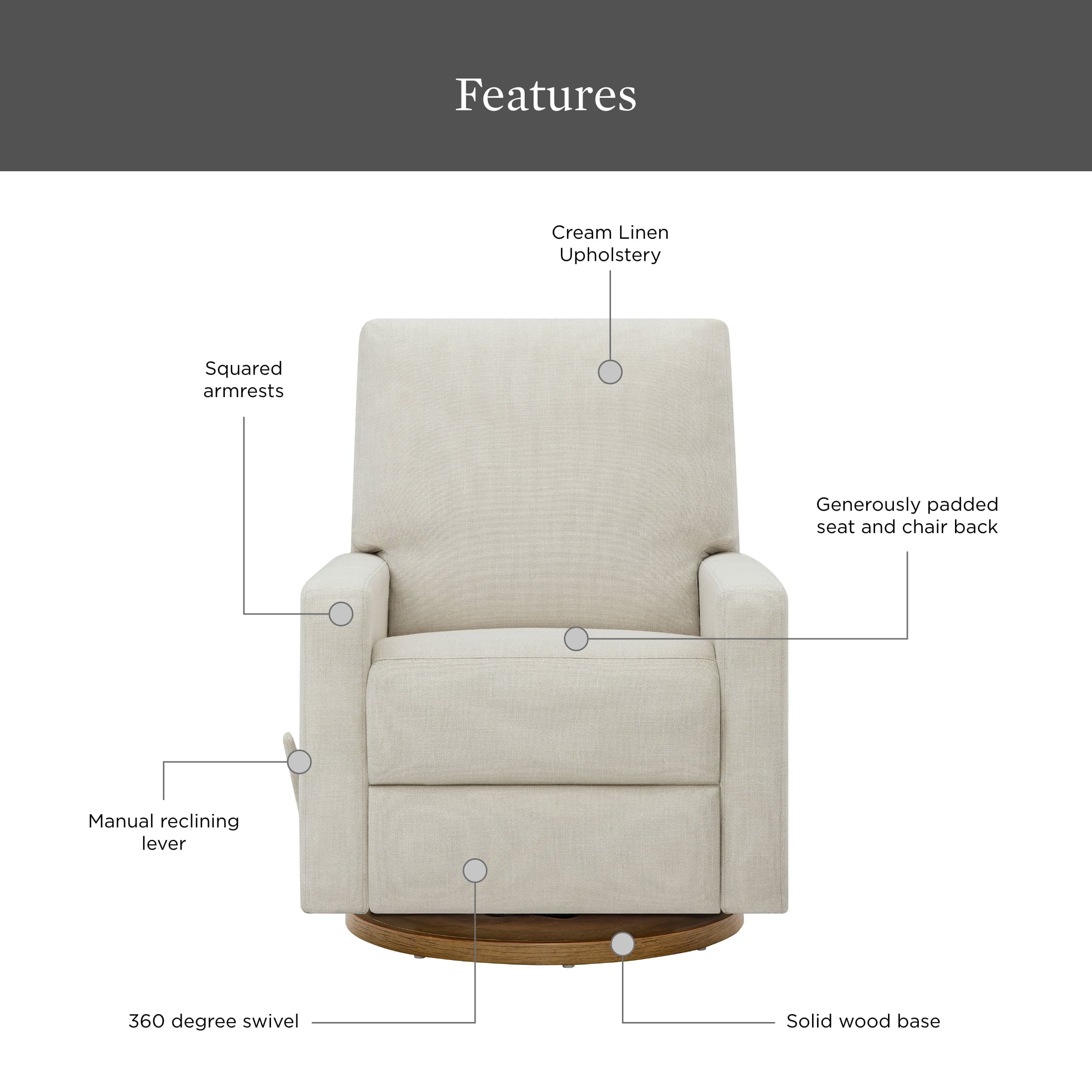 Better Homes & Gardens Modern Farmhouse Glider Recliner, Taupe Faux Leather