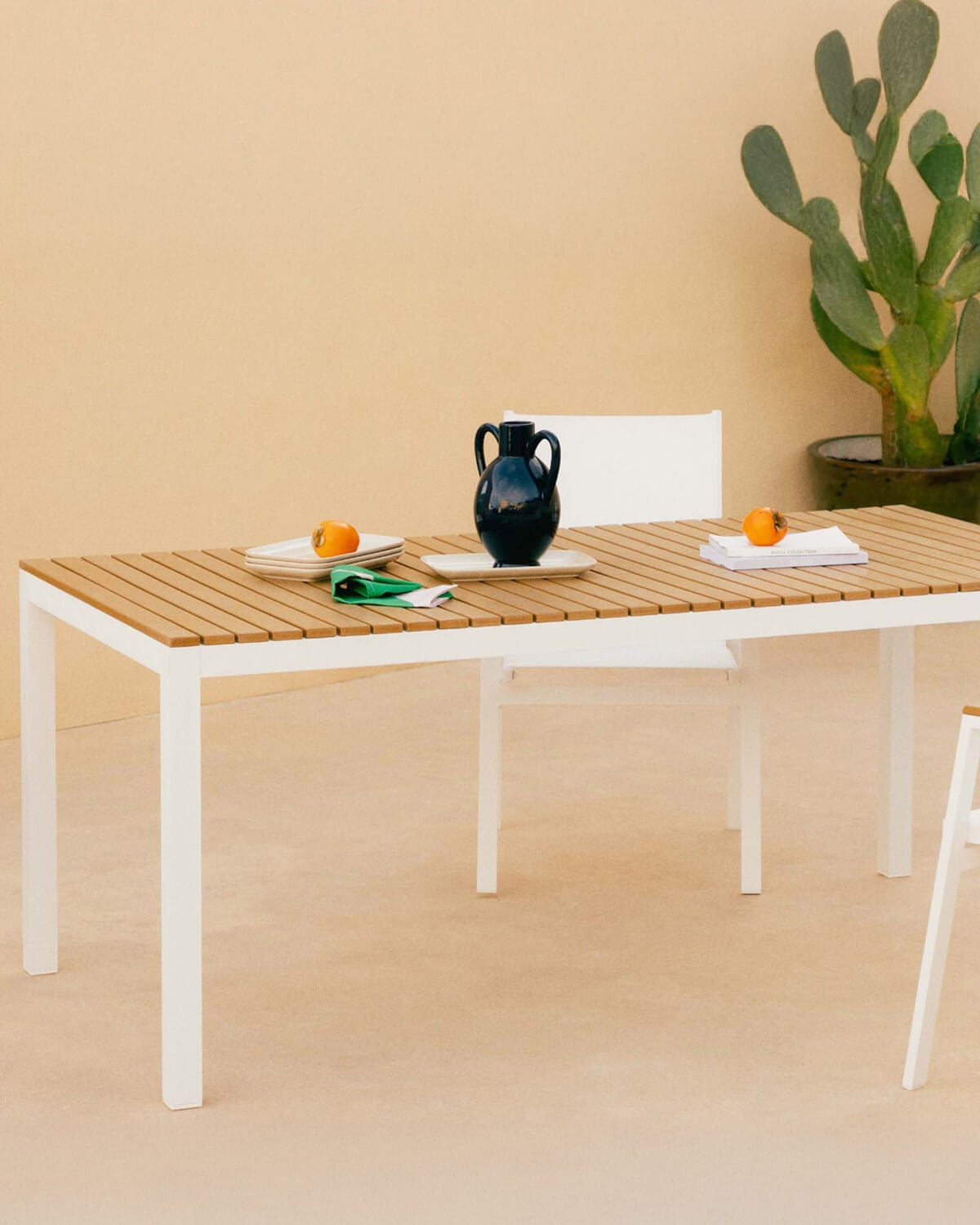 Korce - Set de Mesa de Aluminio (180x90 cm) y 4 Sillas de Exterior Korce