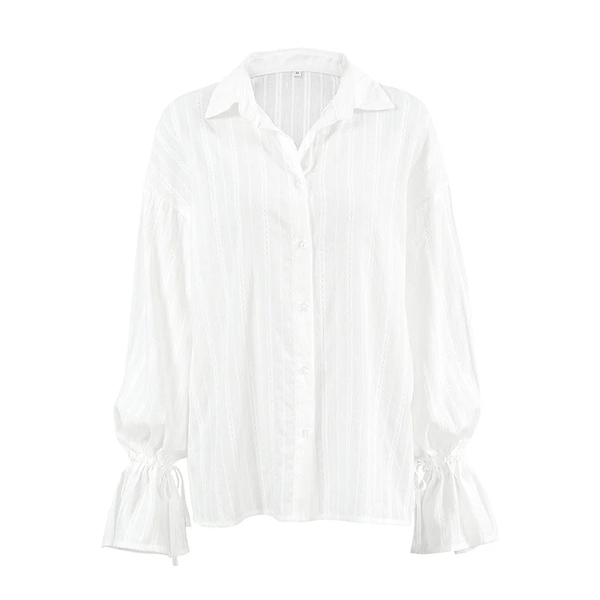 Blouse rayée à poignets noués pour femmes