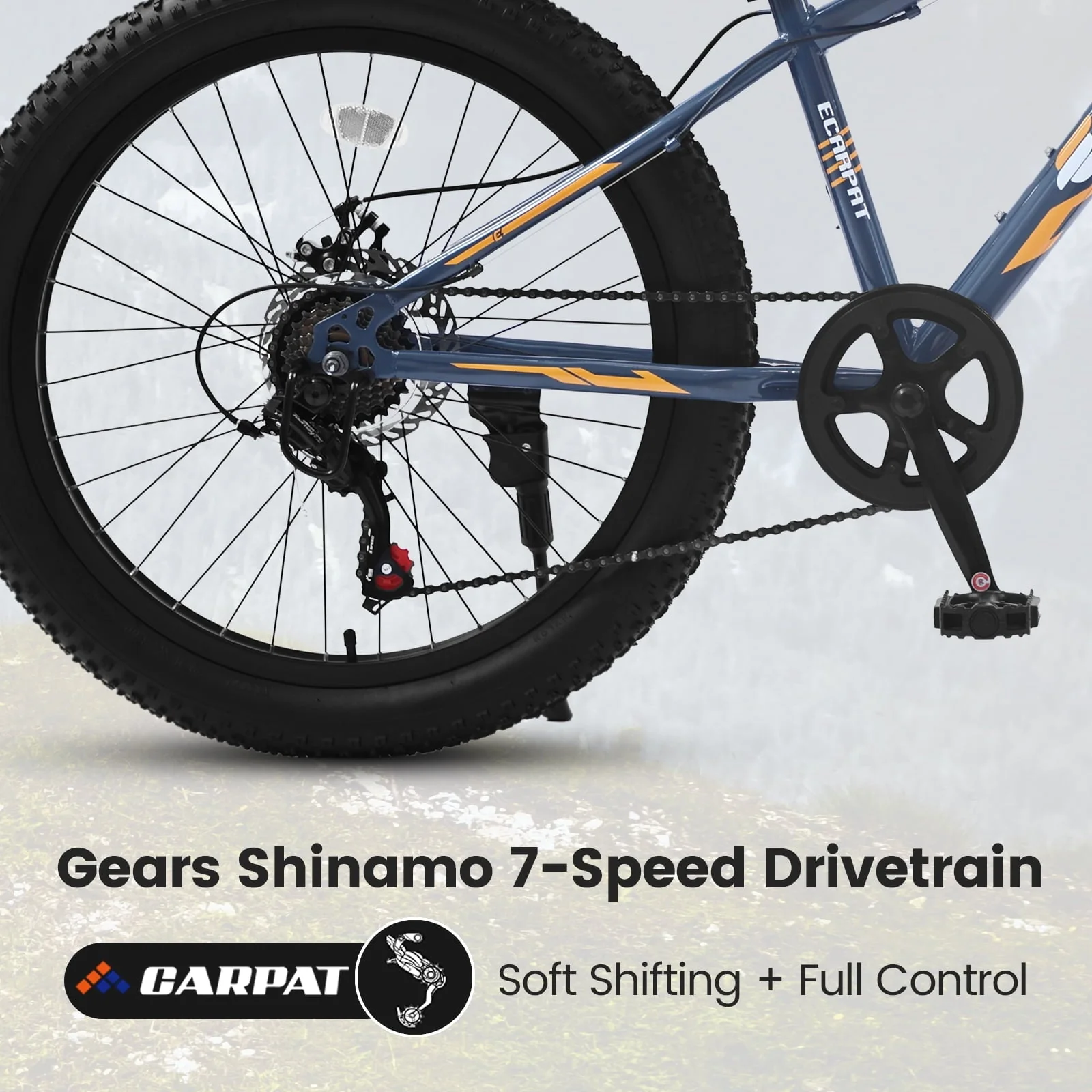 24 inch Mountain Bike with Fat Tires, Kids Bike with Disc Brakes Suspension Image 4