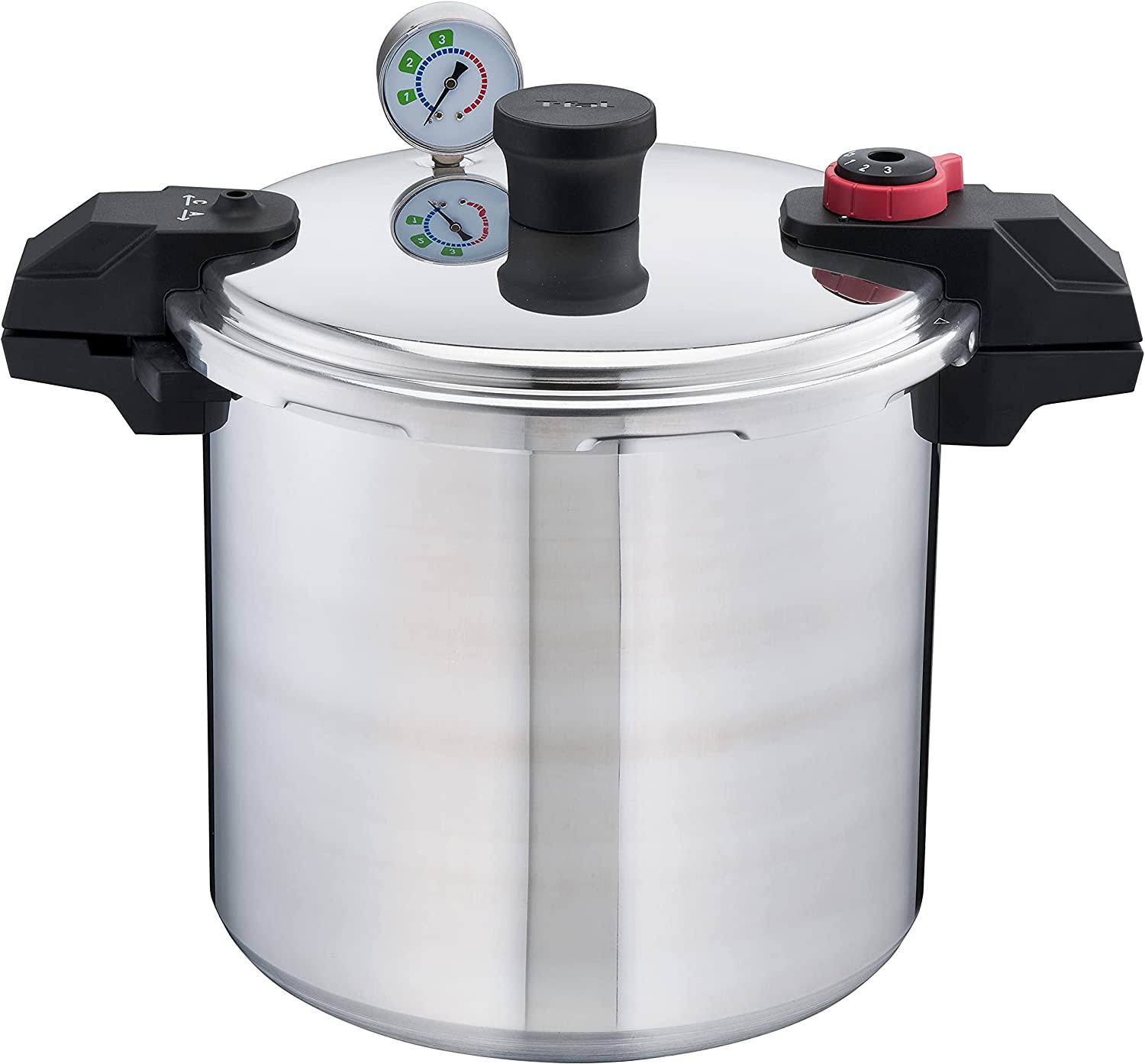 Groupe Seb T-Fal Pressure Cooker, Pressure Canner with Pressure Control, 3 PSI Settings, 22 Quart, Silver - 7114000511
