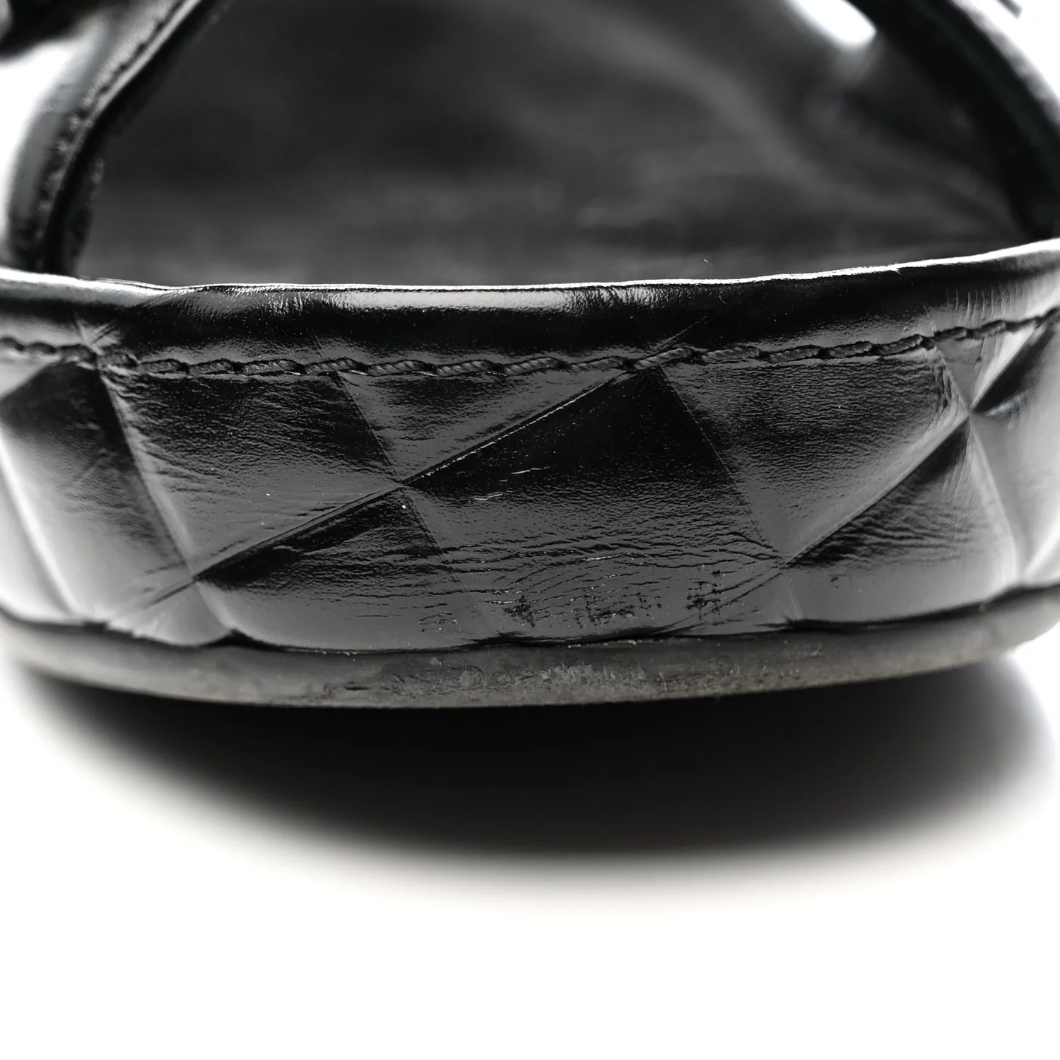 Shiny Calfskin Logo Platform Sandals 39 Black
