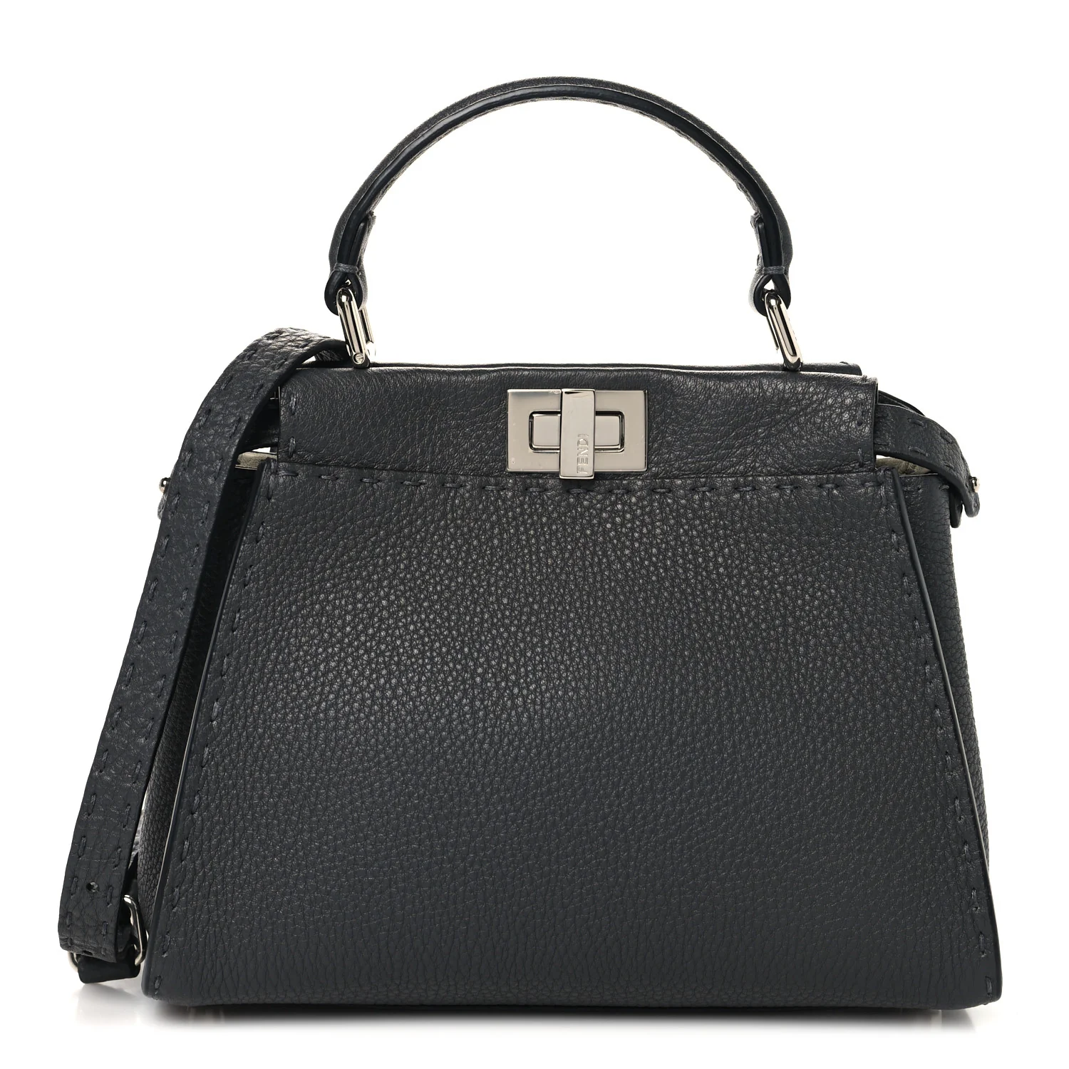 Cuoio Romano Selleria Bi-Color Mini Peekaboo Iconic Satchel Asfalto Latte
