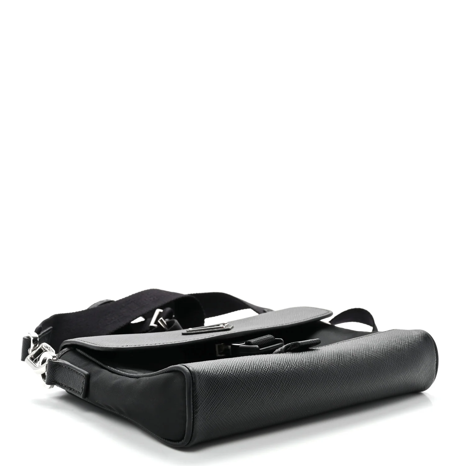 Re-Nylon Saffiano Triangle Shoulder Bag Black