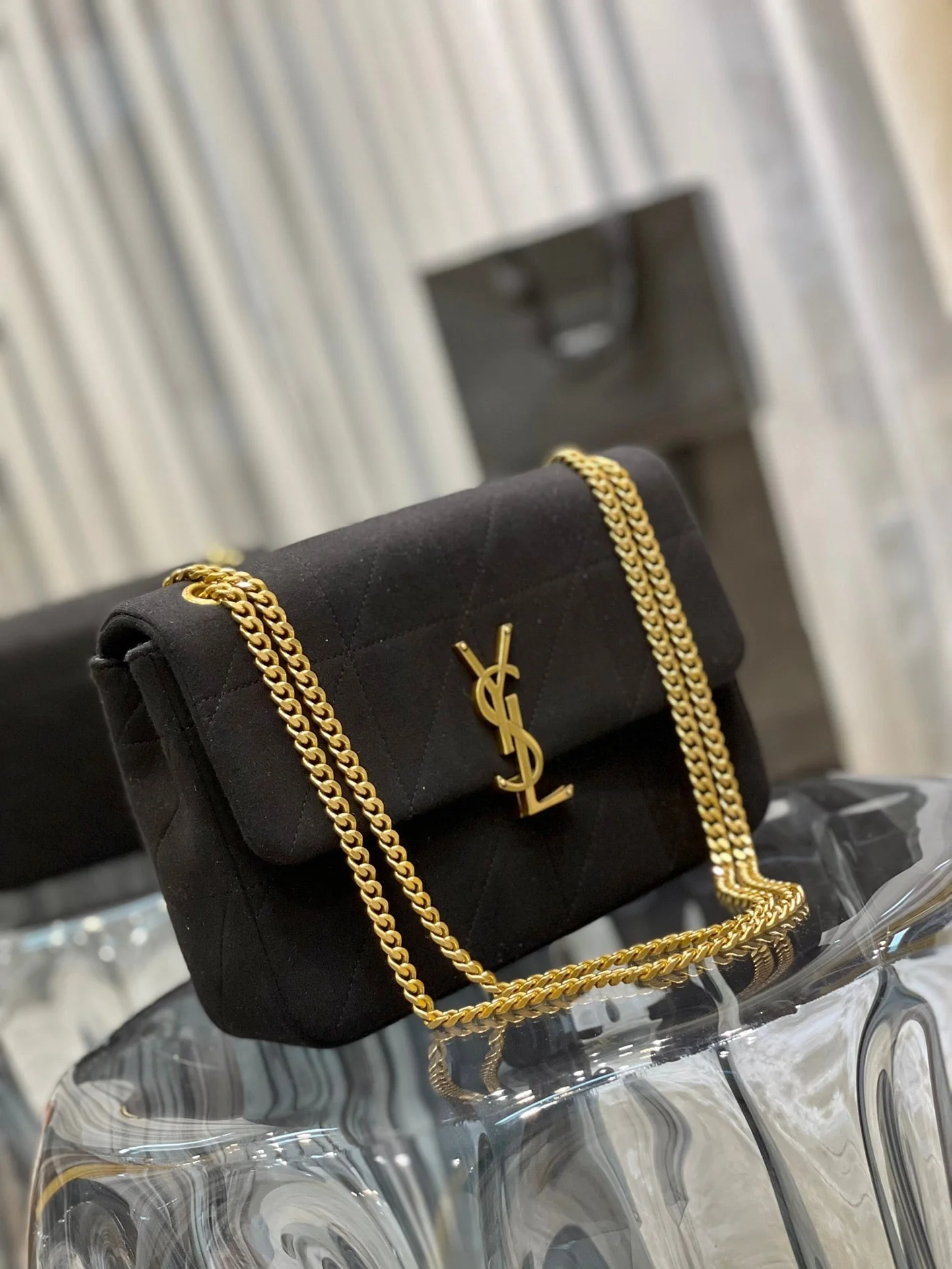 YSL Jamie Medium Chain Bag Black Carr�� Rive Gauche 24��15.5��6.5cm
