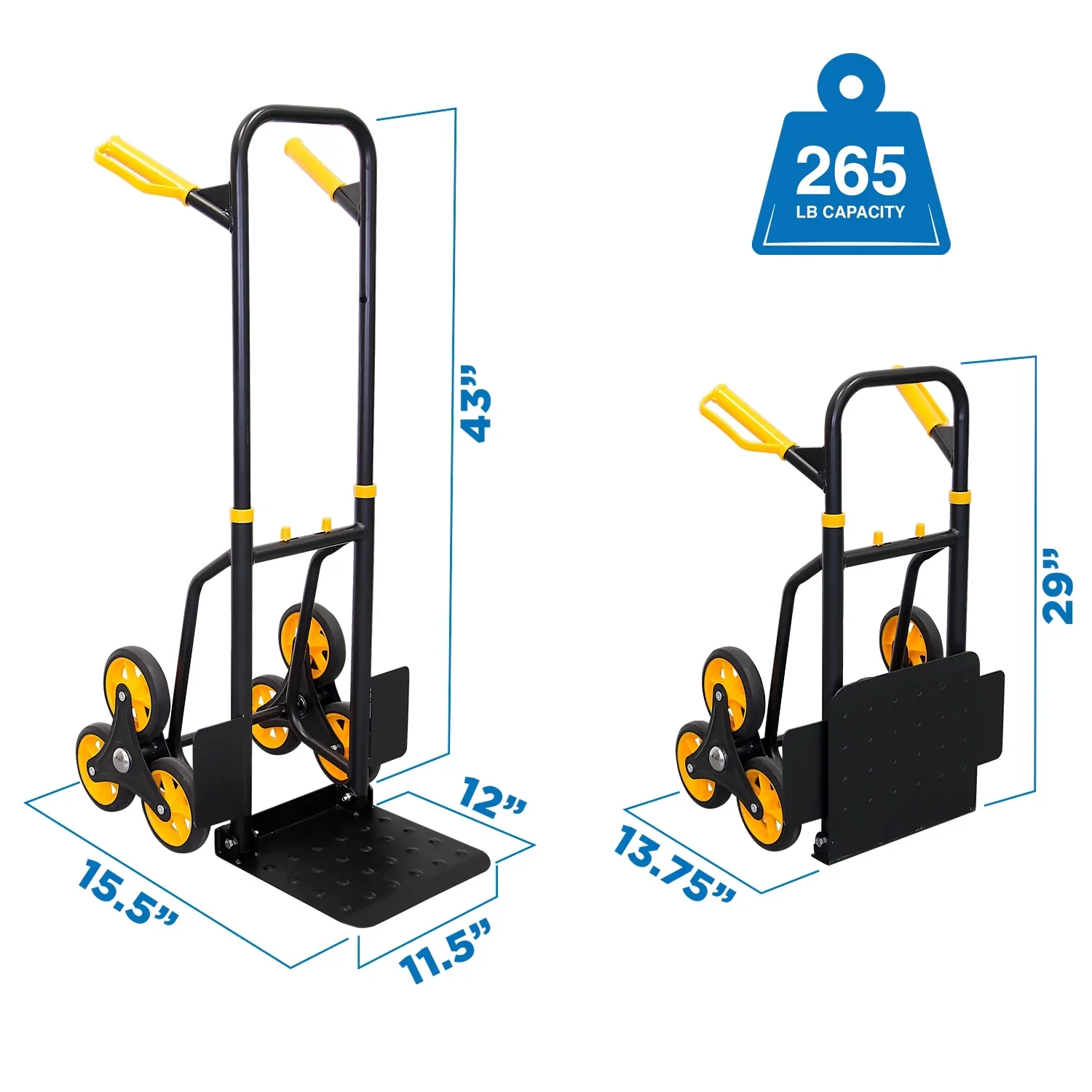 Mount-It! Stair Climber Hand Truck and Dolly , 264 lbs. Capacity Heavy-Duty Trolley Cart