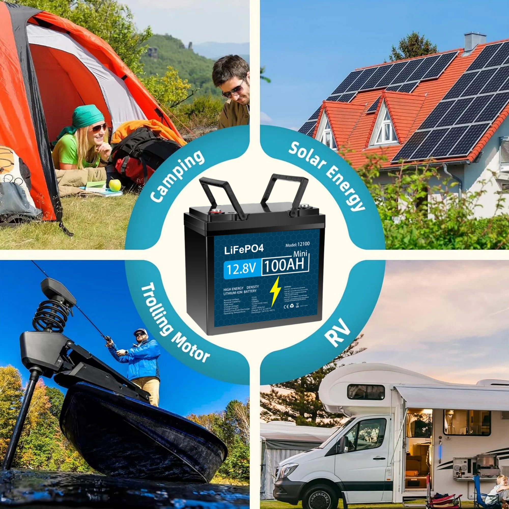 12V 100Ah LiFePO4 Lithium Battery with 100A BMS Deep Cycles for Camper RV - Image 10