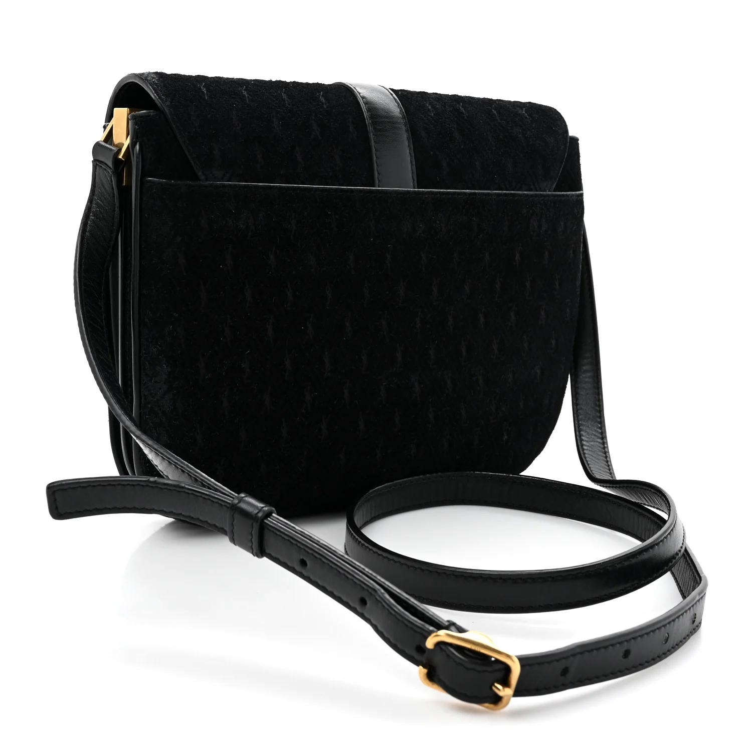 Suede All-Over Monogram Small Le Monogramme Satchel Black