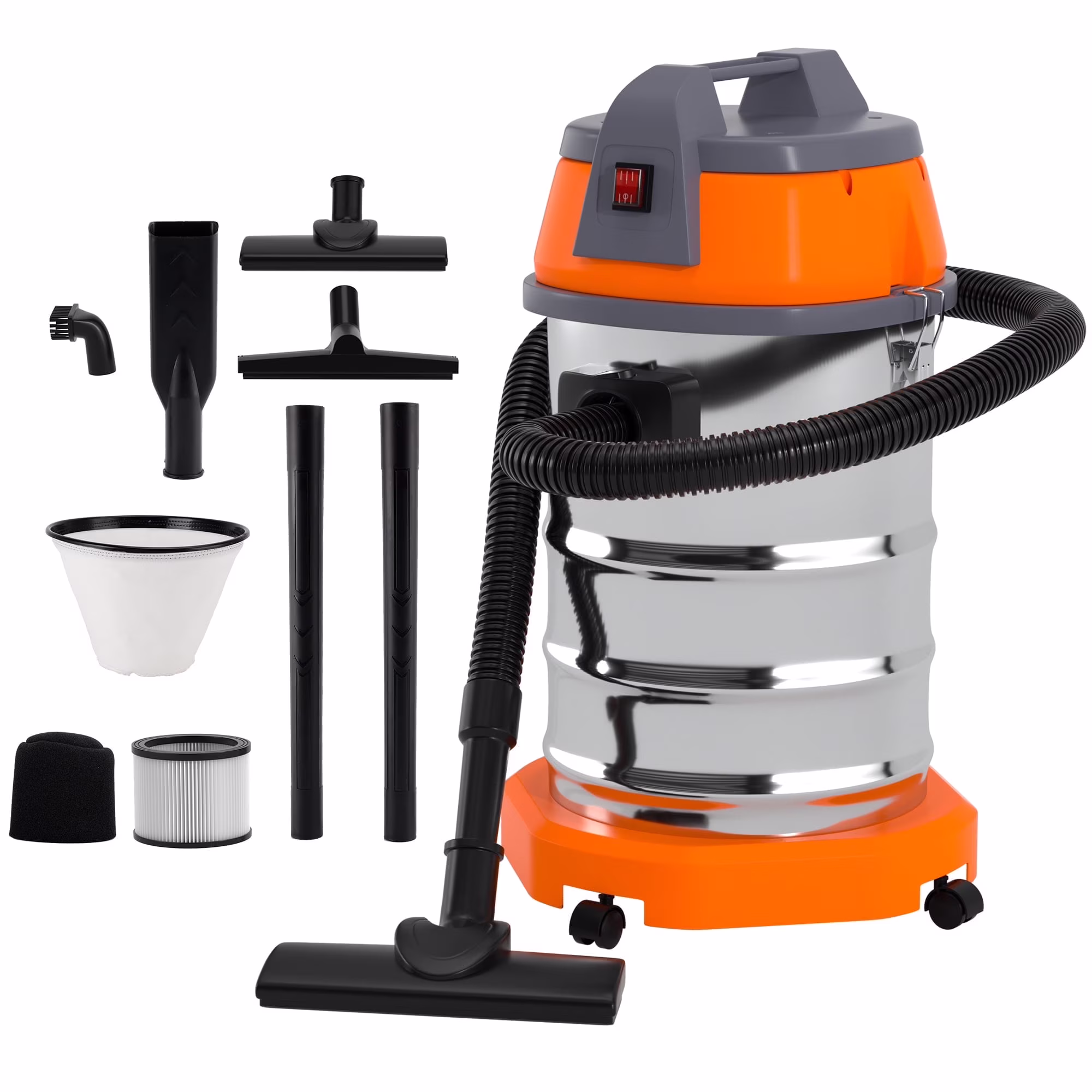 Wet Dry Vacuum Cleaner, 10 Gallon 3200w 8 Peak Stainless Steel Shop Vacuum Wet and Dry, with Filter and Attachments for House Garage Workshop Car