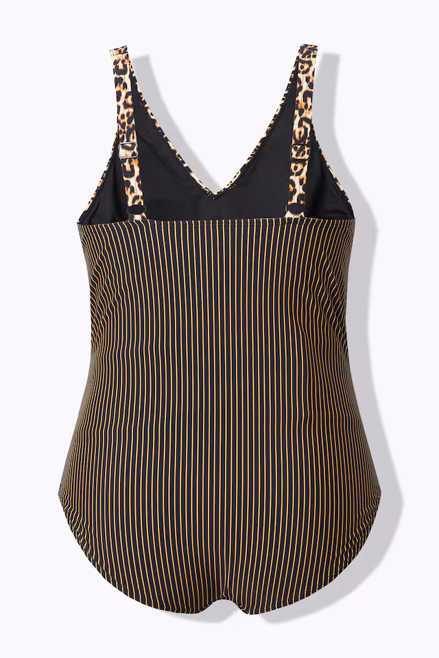 Bellieva leopard pattern/striped swimsuit without soft cups
