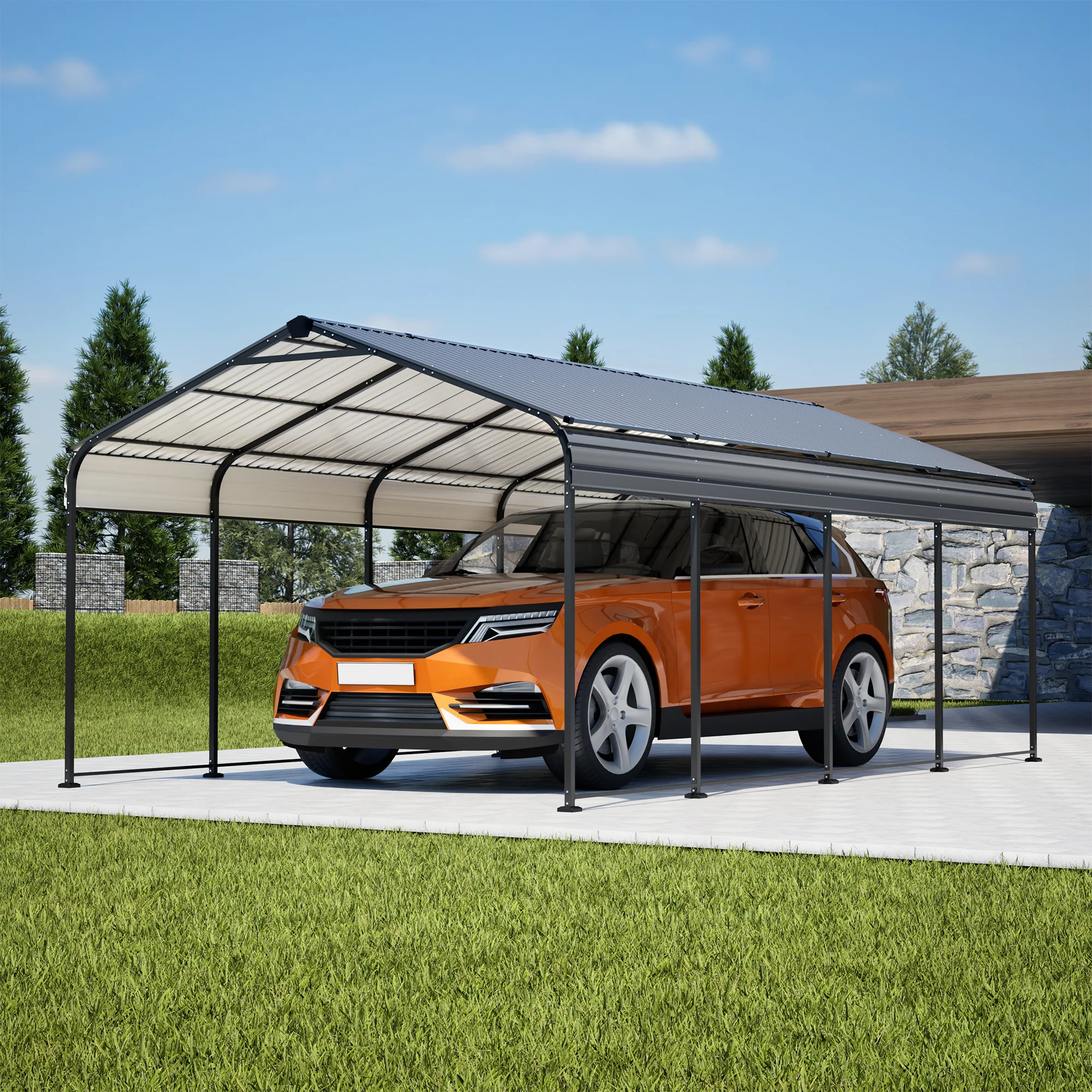 AECOJOY 12X20 FT Metal Carport, Outdoor Car Shelter All Weather, Heavy Duty Outdoor Galvanized Car Shelter
