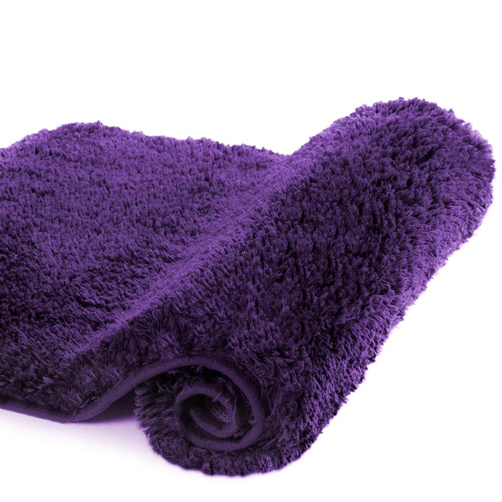 Walensee Bathroom Rug Non Slip Bath Mat for Bathroom (16 x 24, Dark Purple) Water Absorbent Soft Microfiber Shaggy Bathroom Mat Machine Washable Bath