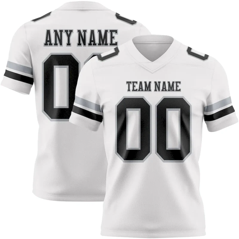 Custom White Black-Gray Mesh Authentic rugby jersey