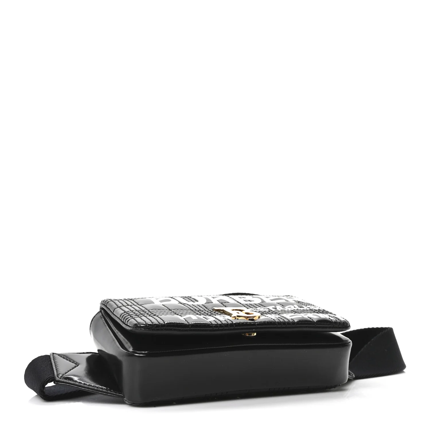 Patent Quilted Horseferry Print Lola Bum Bag Black